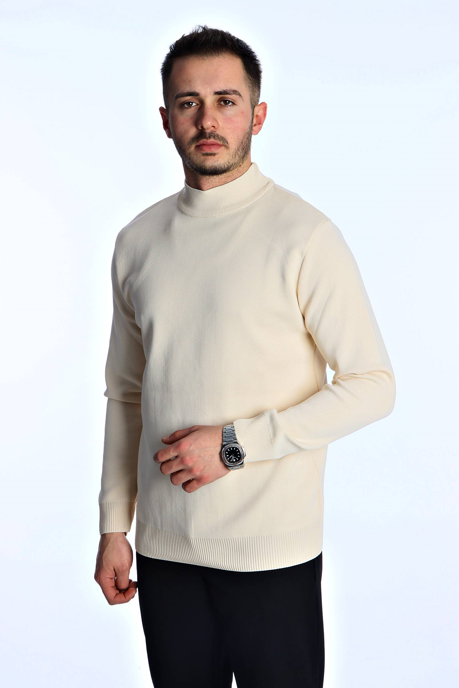 Eg38 Pike Yarım Boğazlı Triko Krem