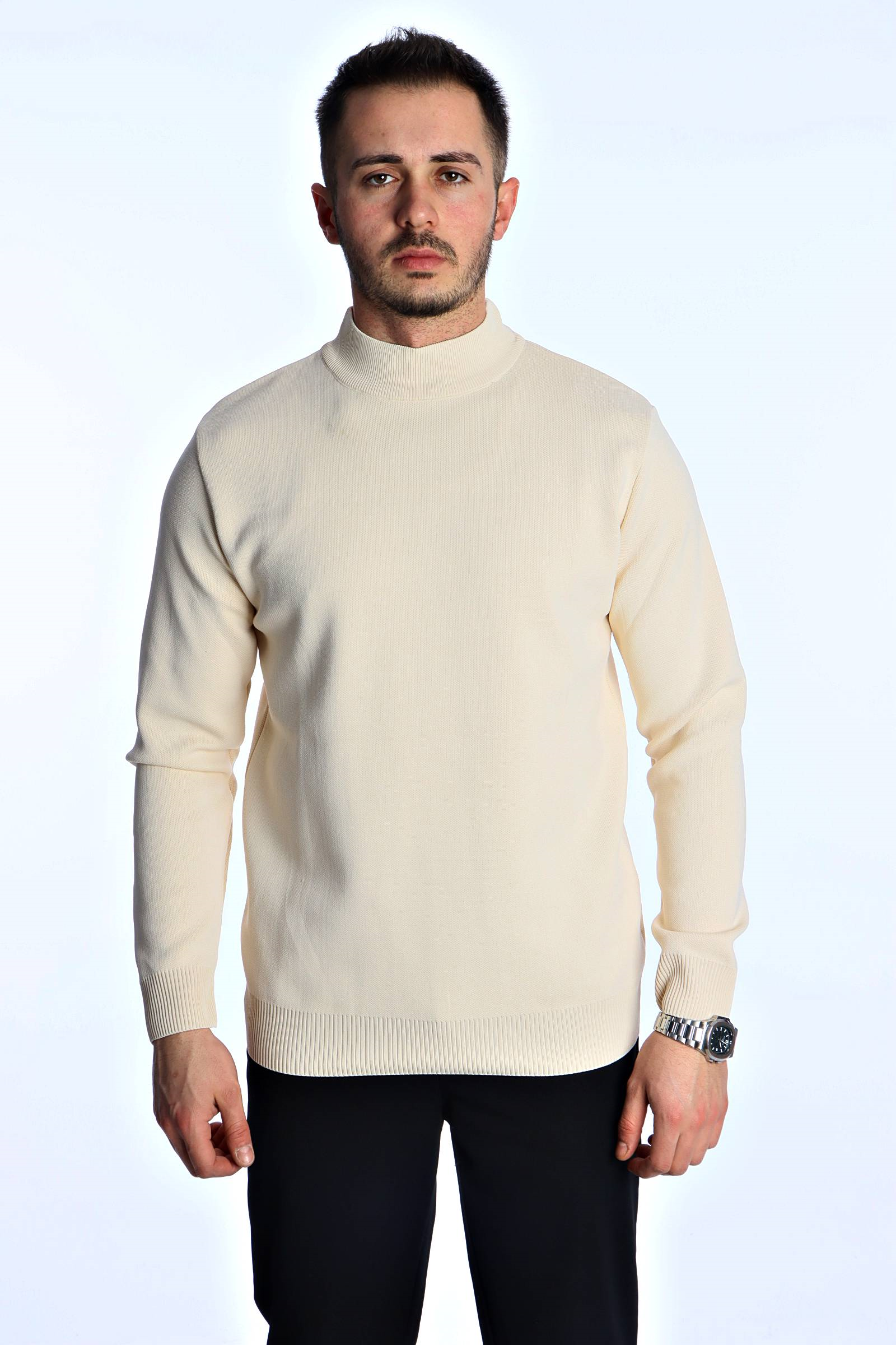 Eg38 Pike Yarım Boğazlı Triko Krem
