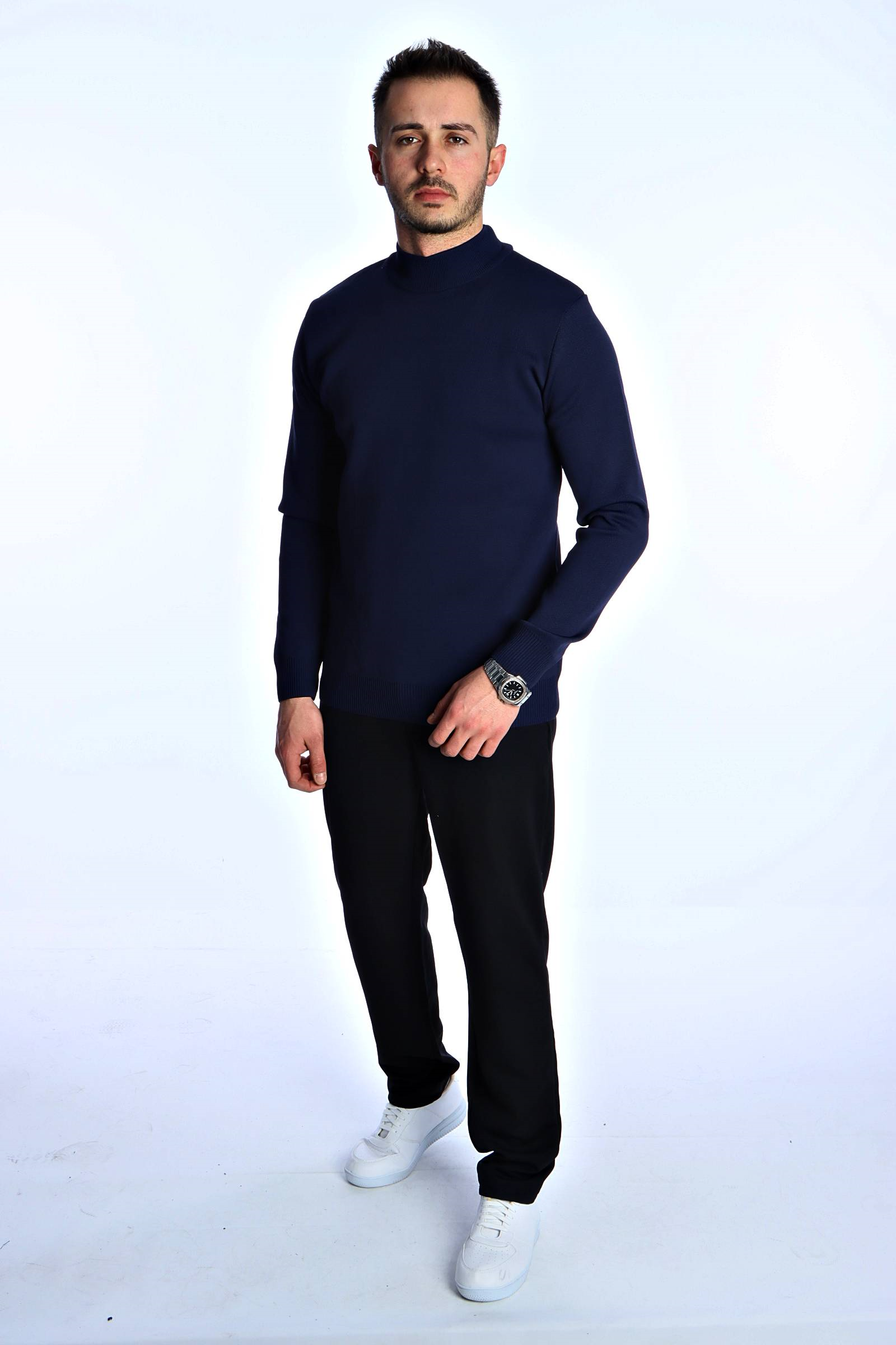 Eg38 Pike Yarım Boğazlı Triko Lacivert