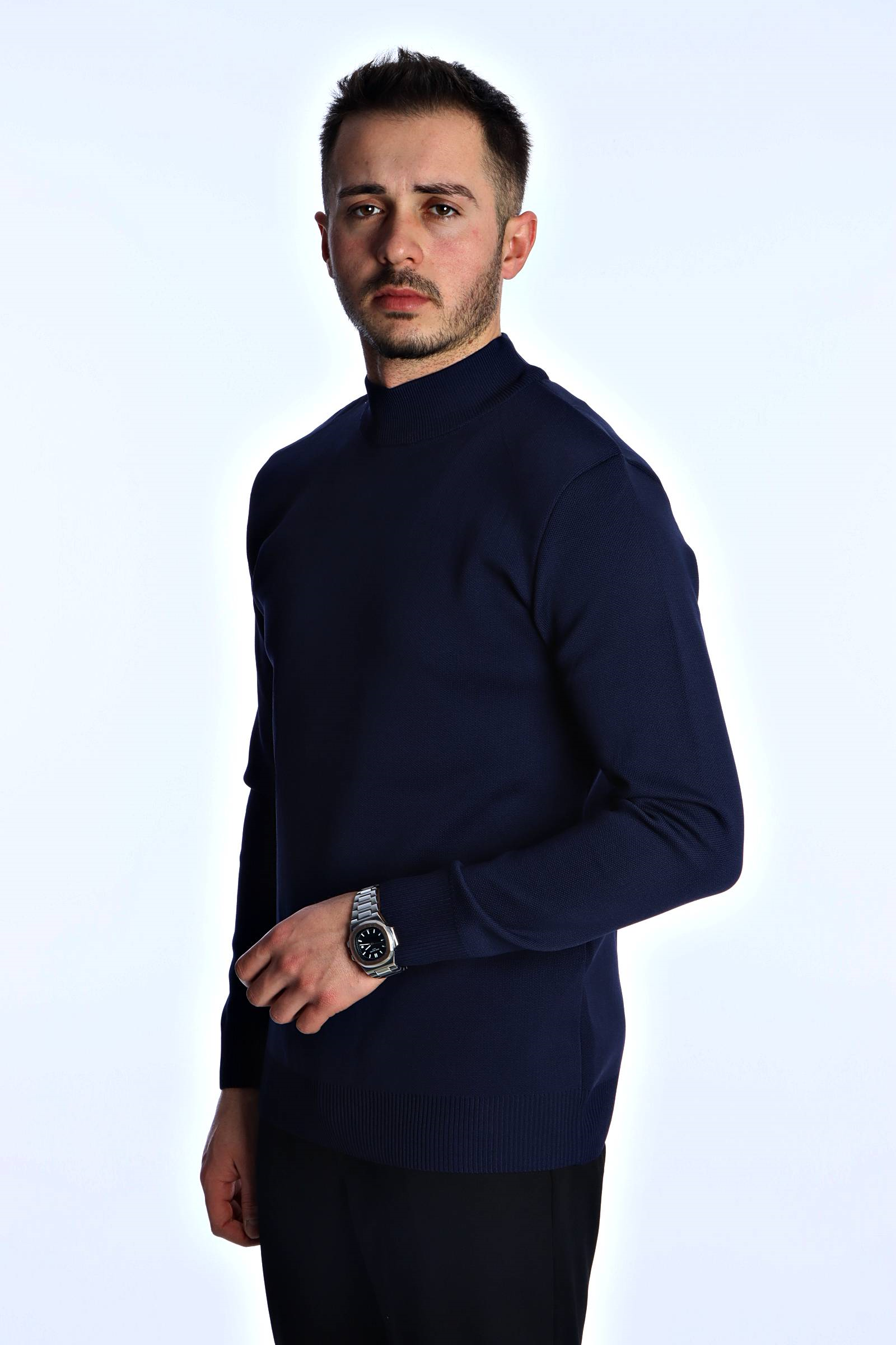 Eg38 Pike Yarım Boğazlı Triko Lacivert