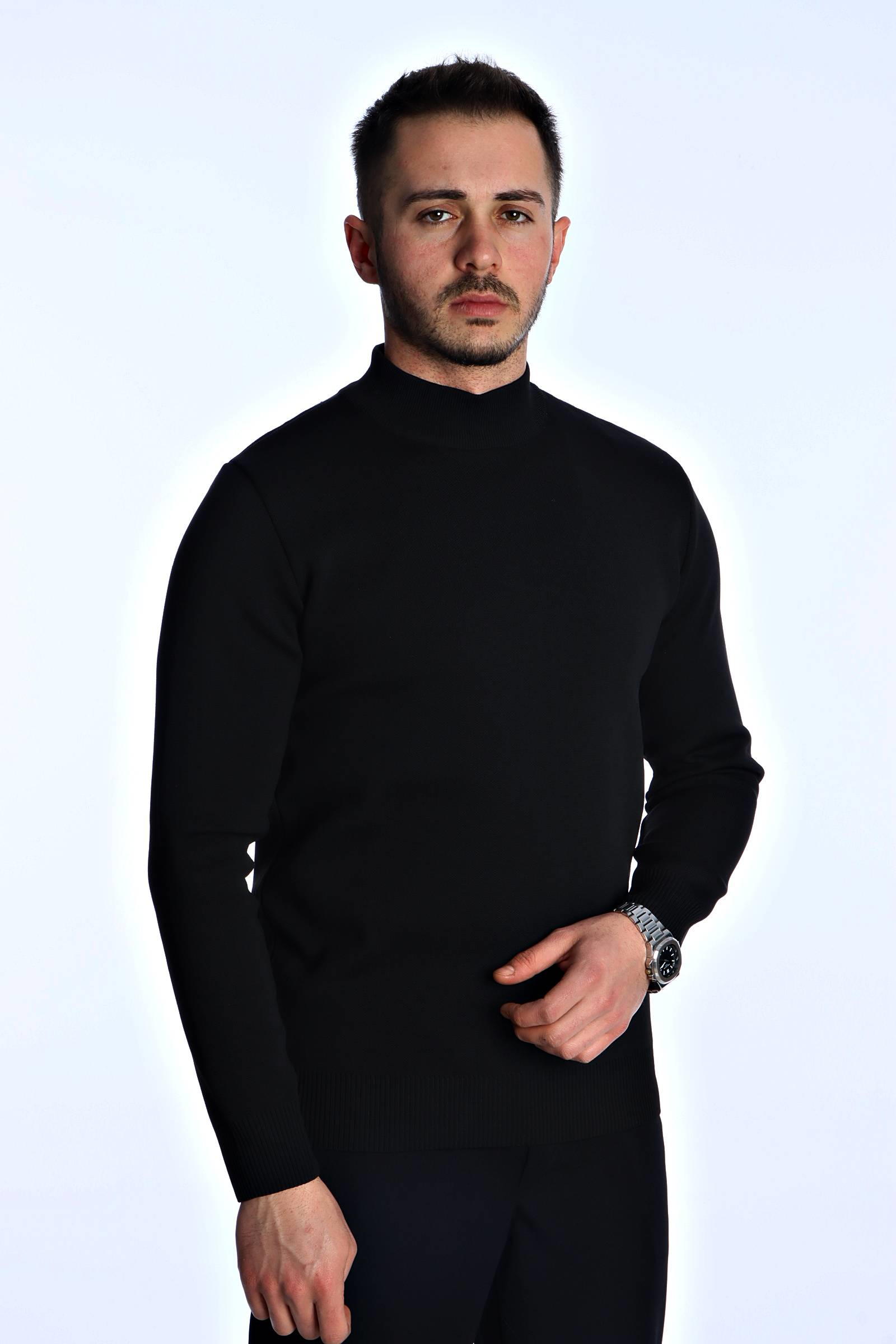 Eg38 Pike Yarım Boğazlı Triko Siyah