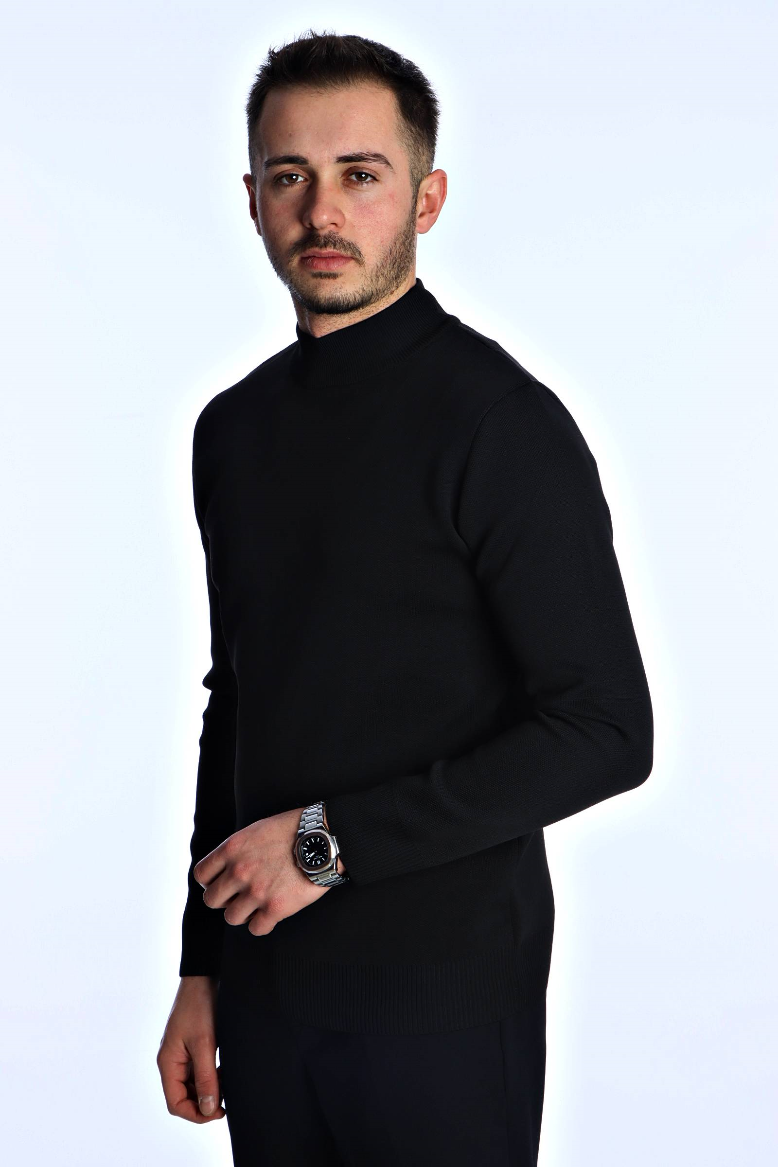 Eg38 Pike Yarım Boğazlı Triko Siyah