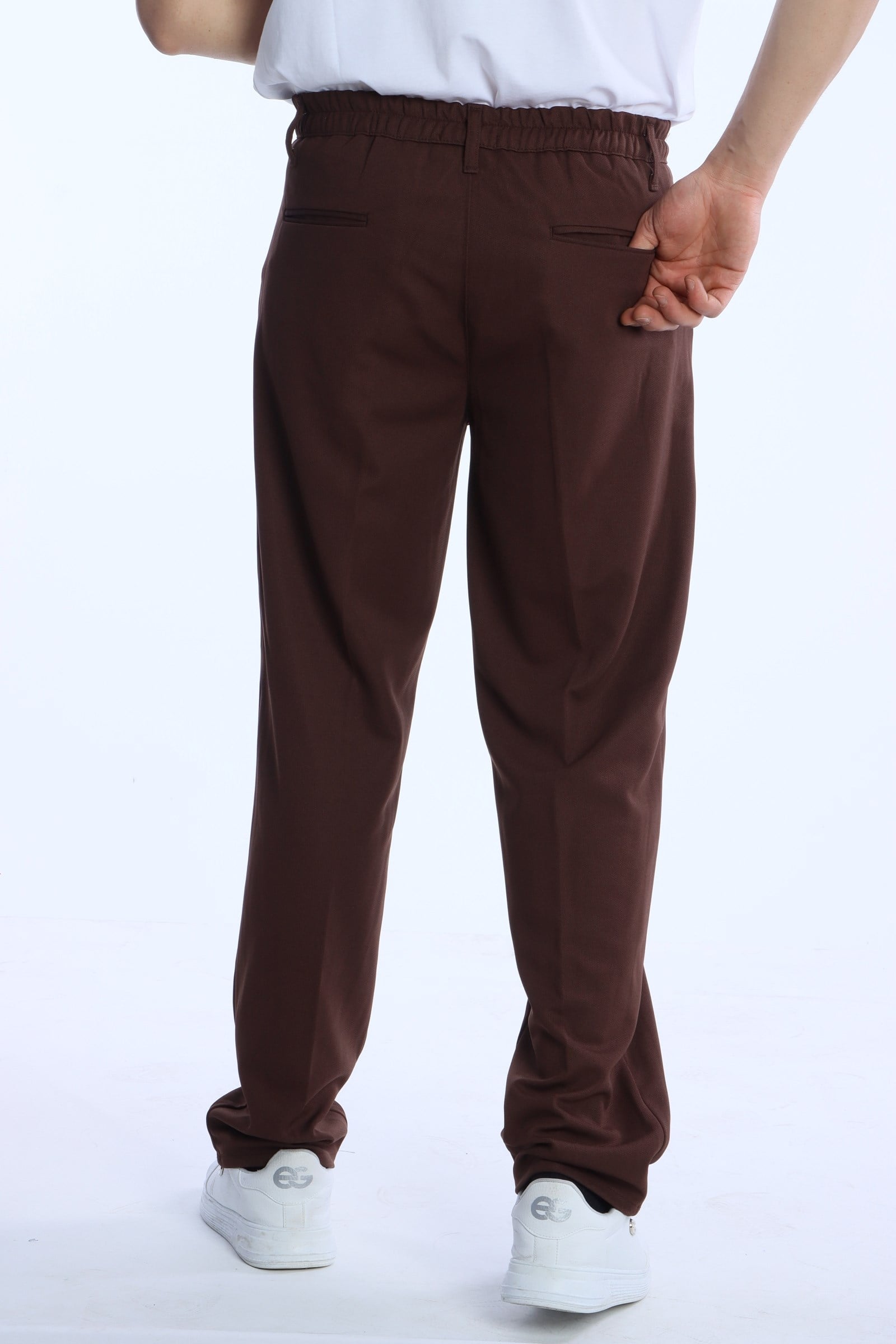 Eg38 Pileli Baggy Kumaş Pantolon Kahve