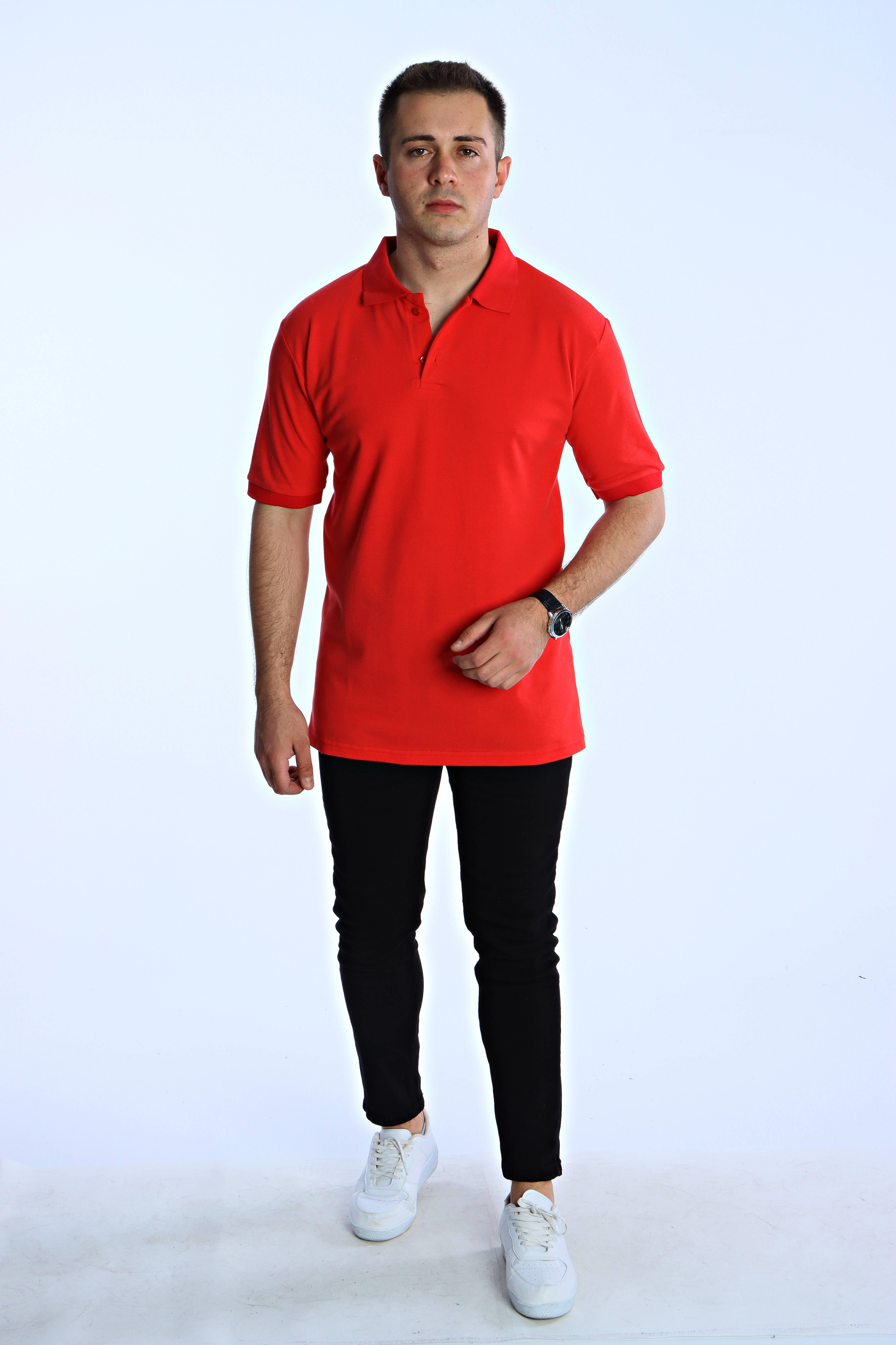 Eg38 Regular Polo Yaka Tişört Kırmızı