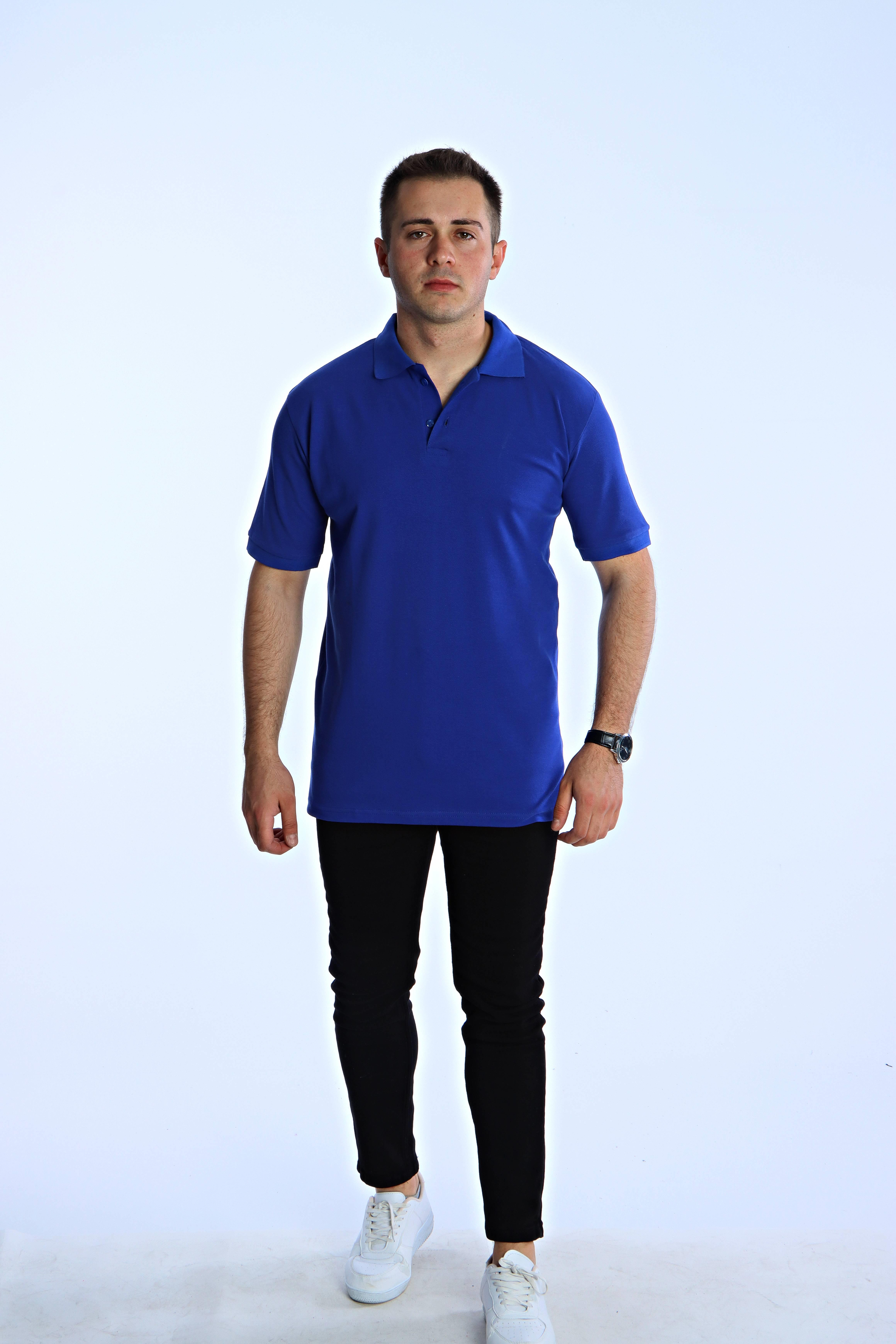 Eg38 Regular Polo Yaka Tişört Saks Mavi