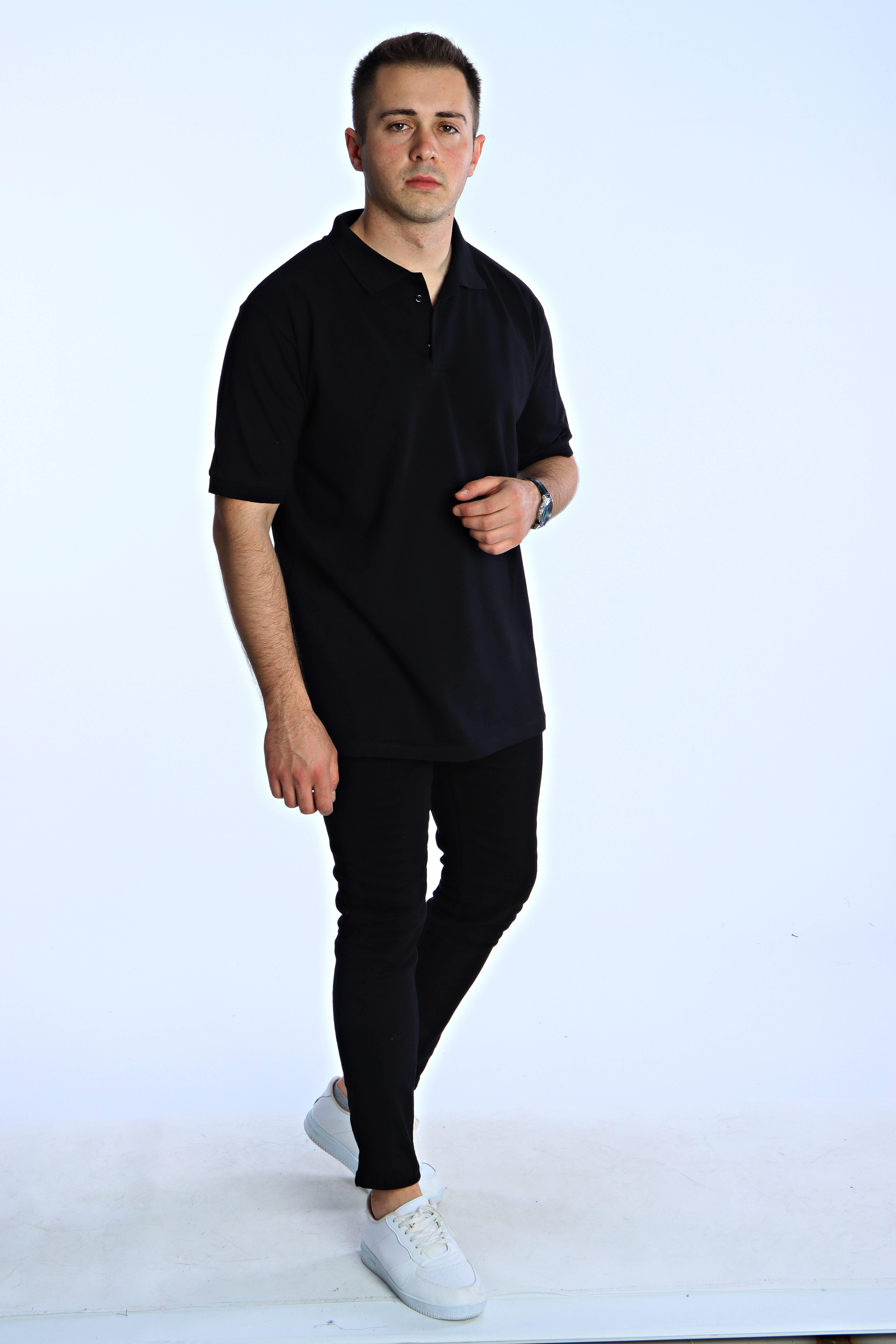Eg38 Regular Polo Yaka Tişört Siyah
