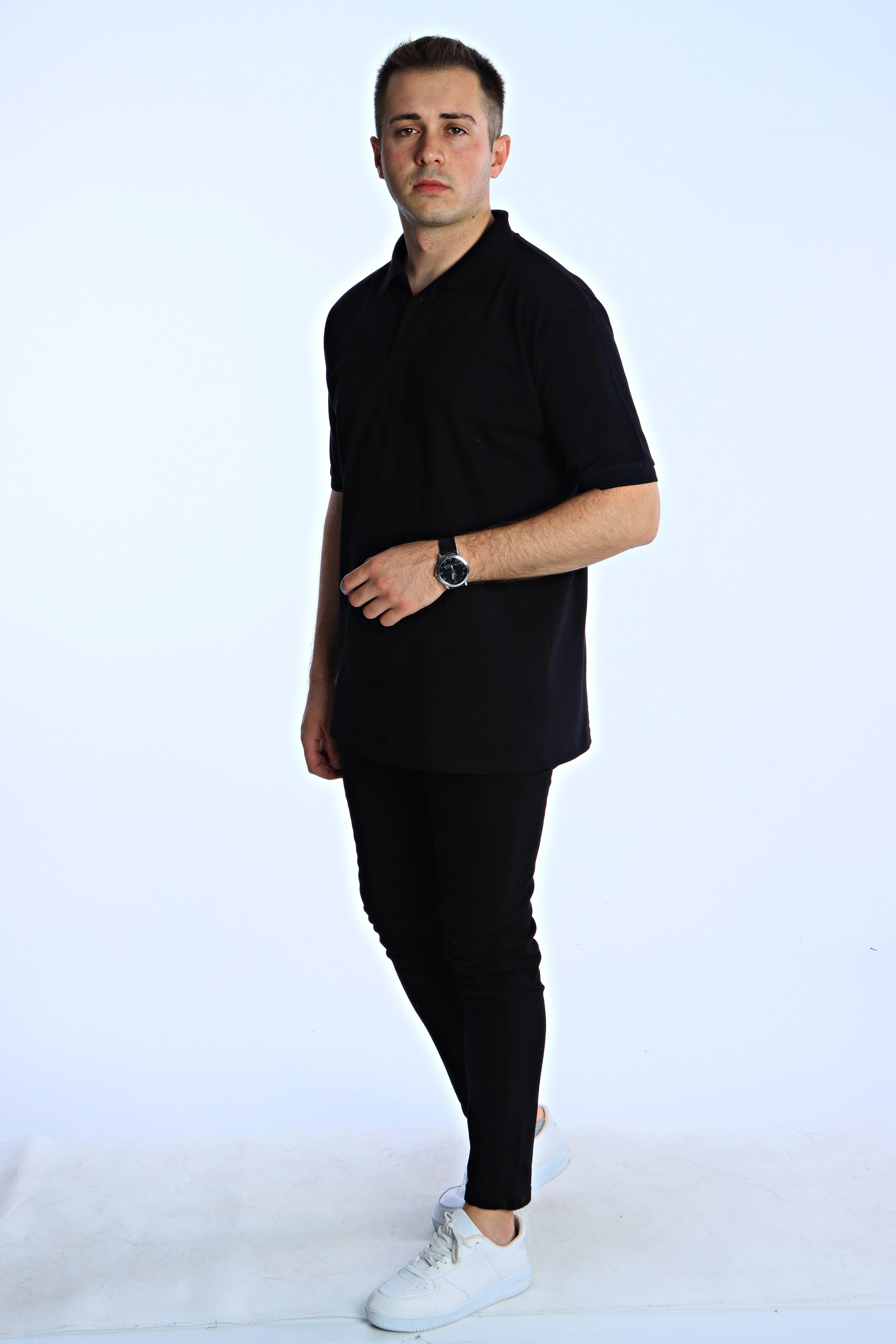 Eg38 Regular Polo Yaka Tişört Siyah