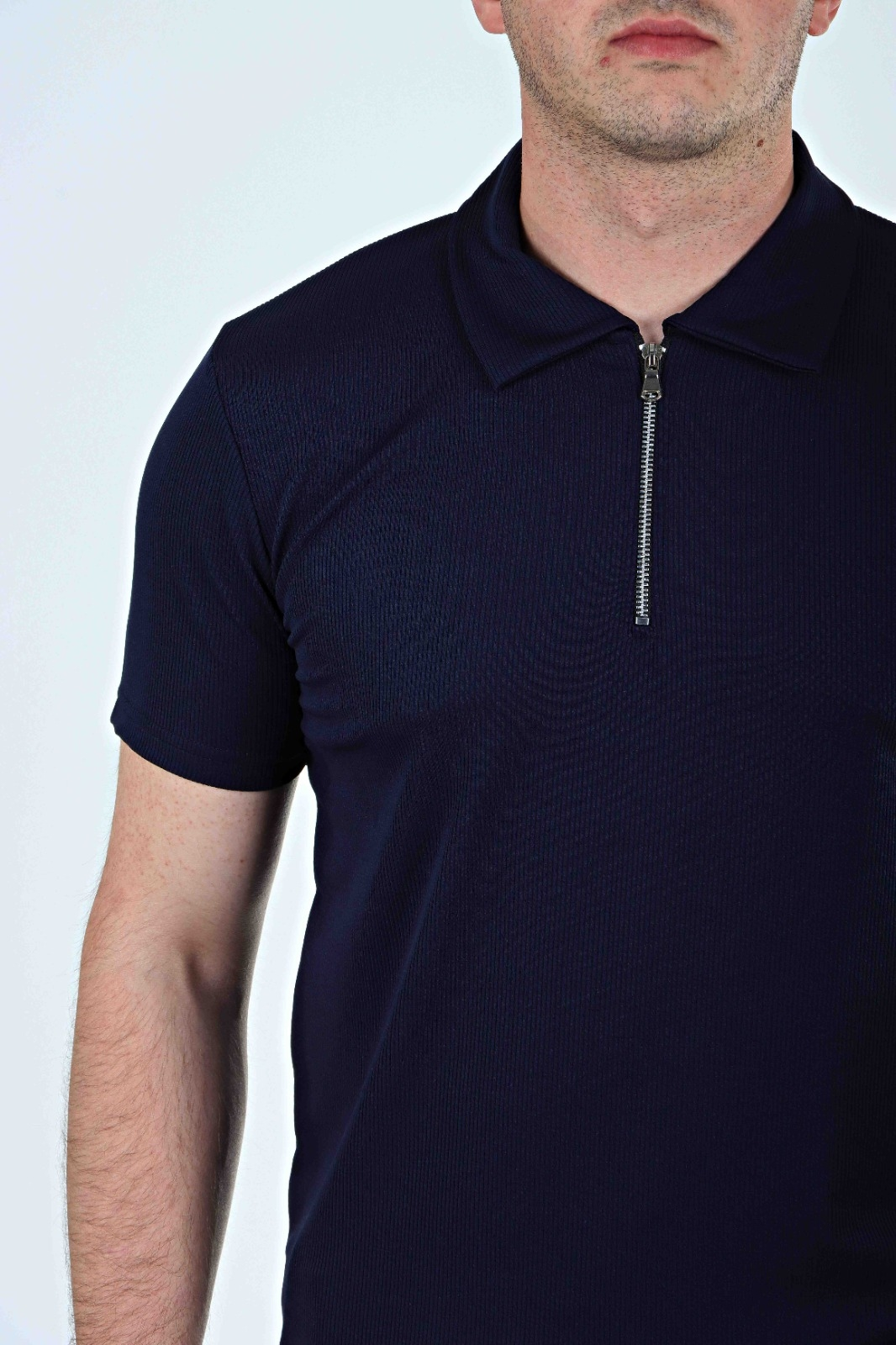 Eg38 Yarım Fermuar Polo Yaka Tşört Lacivert