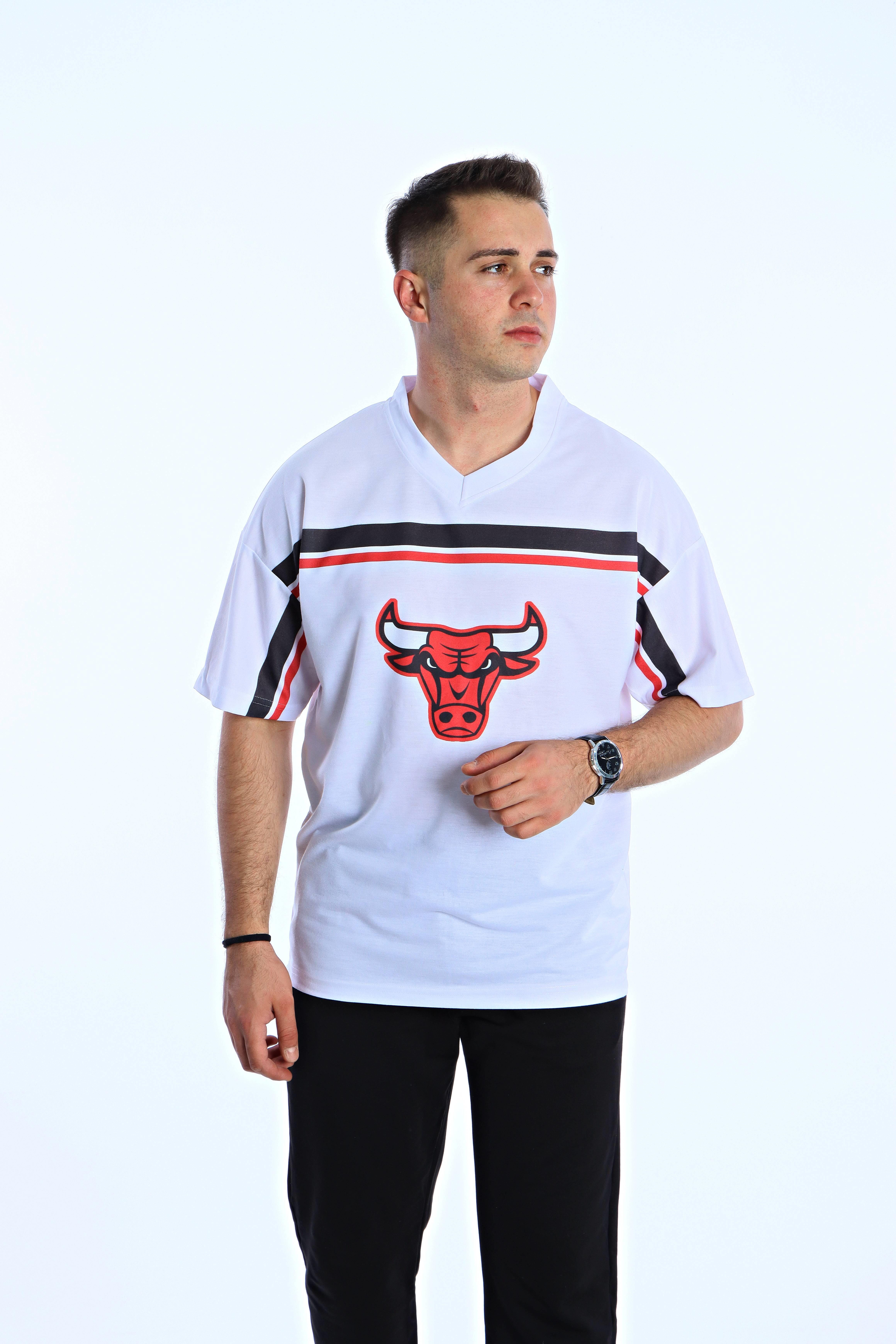 Gng Chiacago Baskılı Oversize Tişört Beyaz