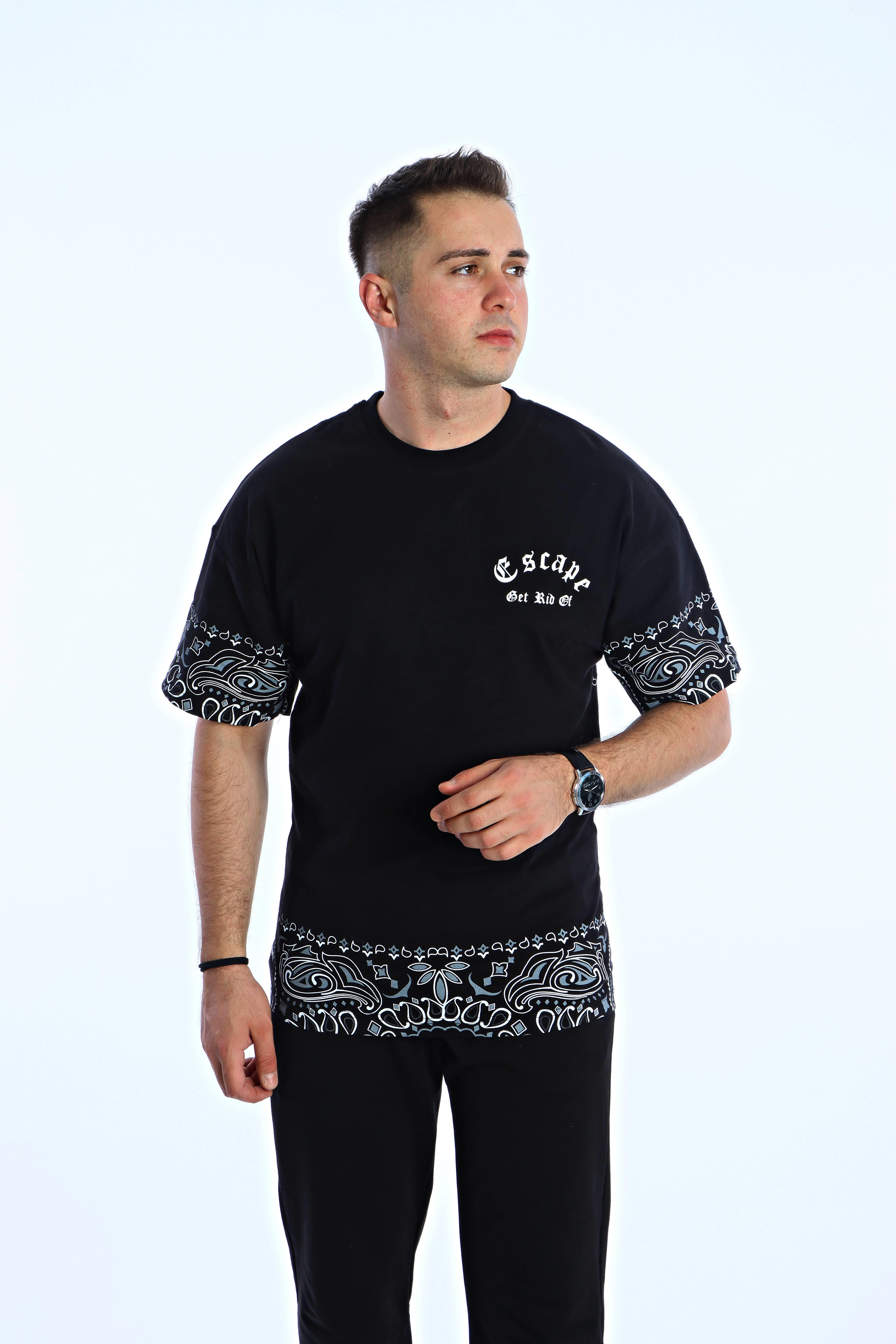 Gng Escape Baskılı Oversize Tişört Siyah