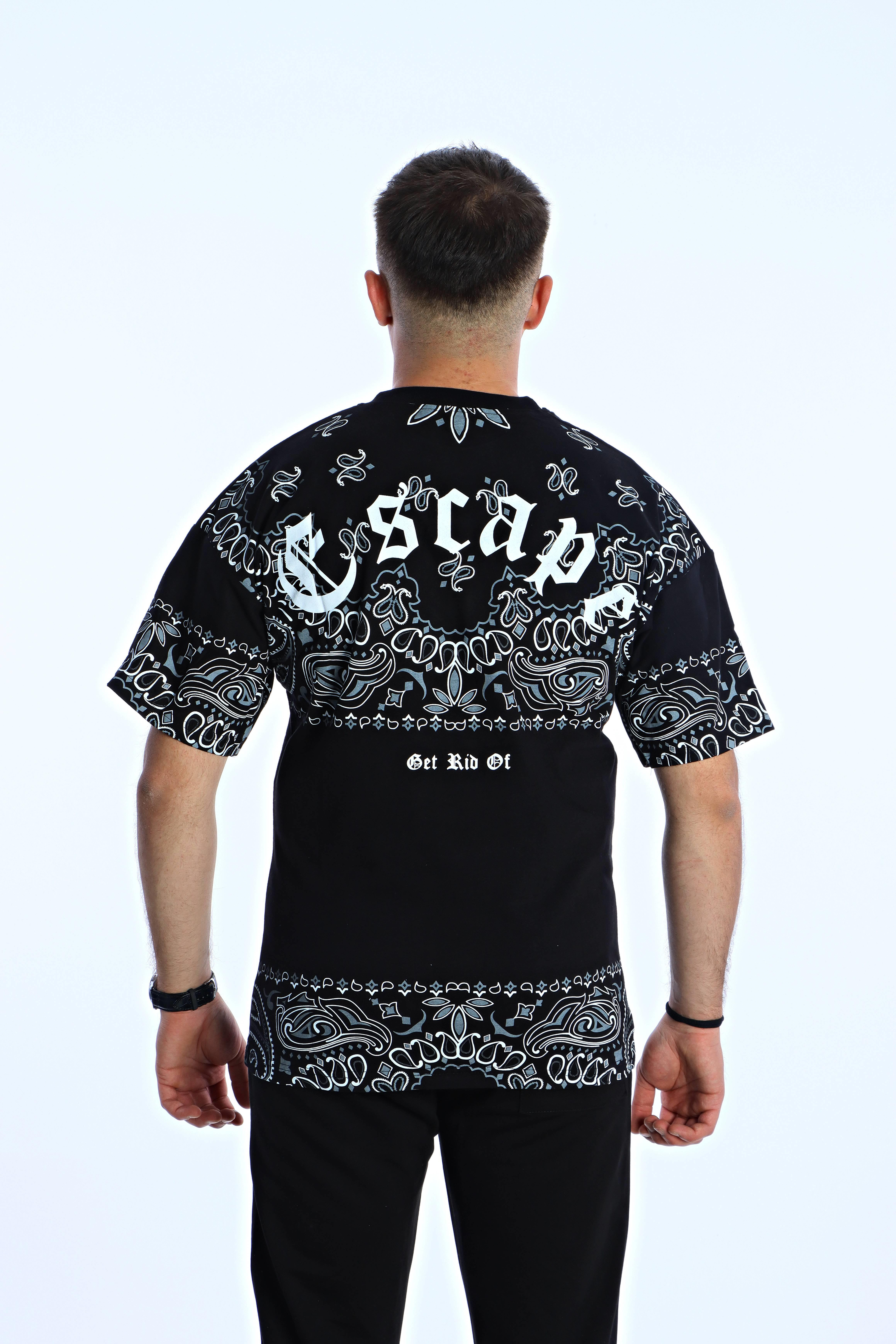 Gng Escape Baskılı Oversize Tişört Siyah
