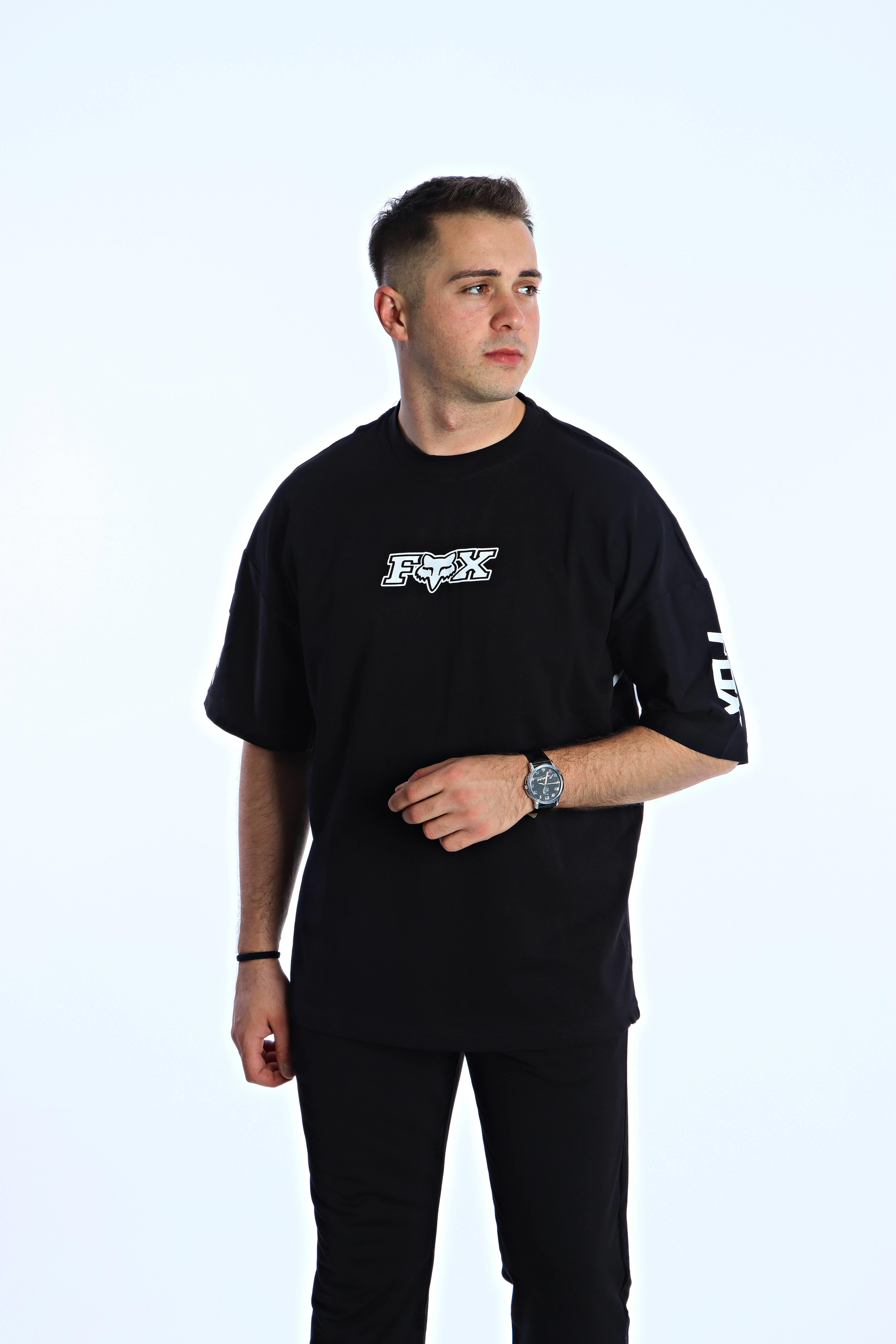 Gng Fx Baskılı Oversize Tişört Siyah