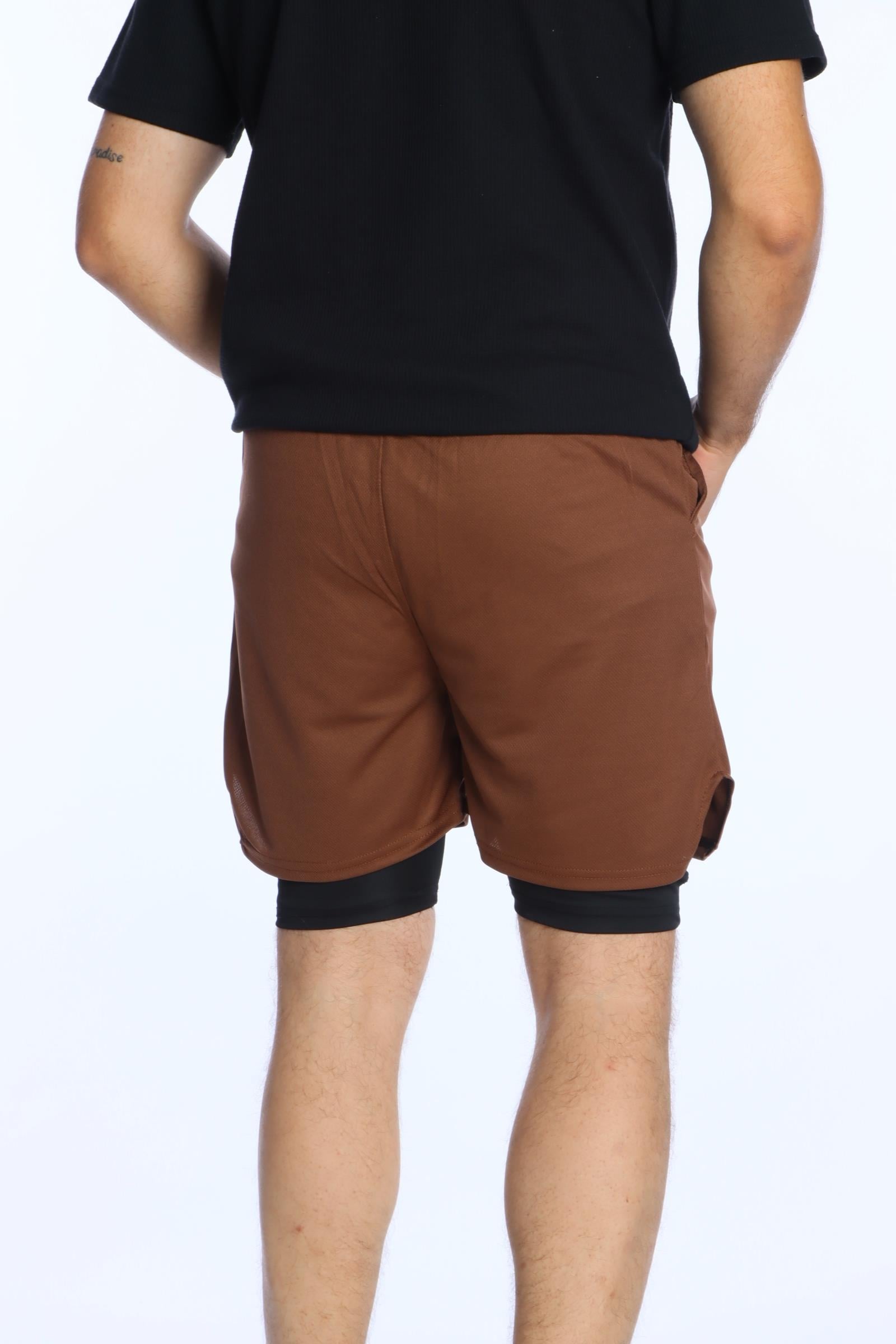 Leo Logo Taytlı Şort Kahve