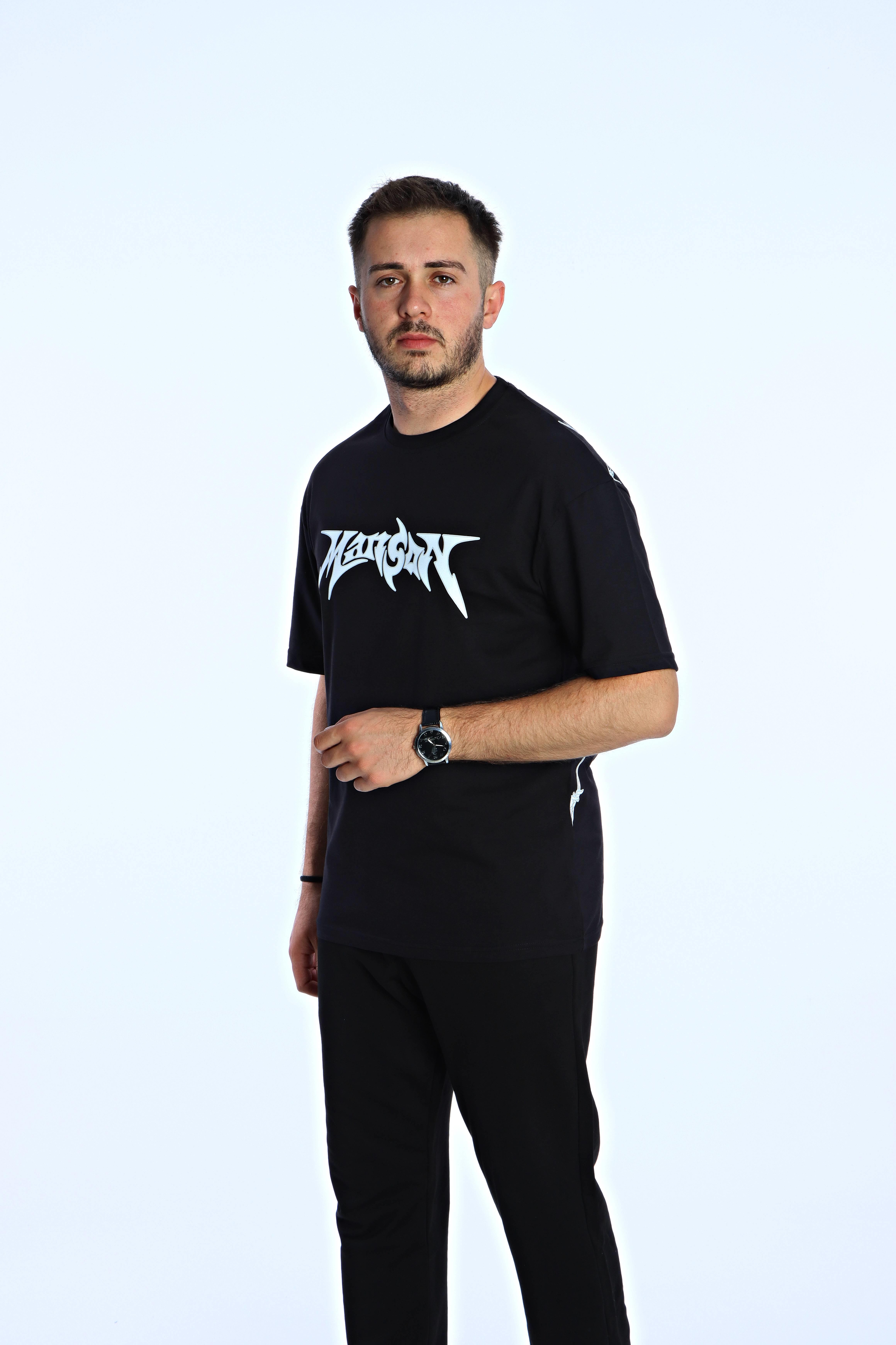 Manson Baskılı Oversize Tişört Siyah