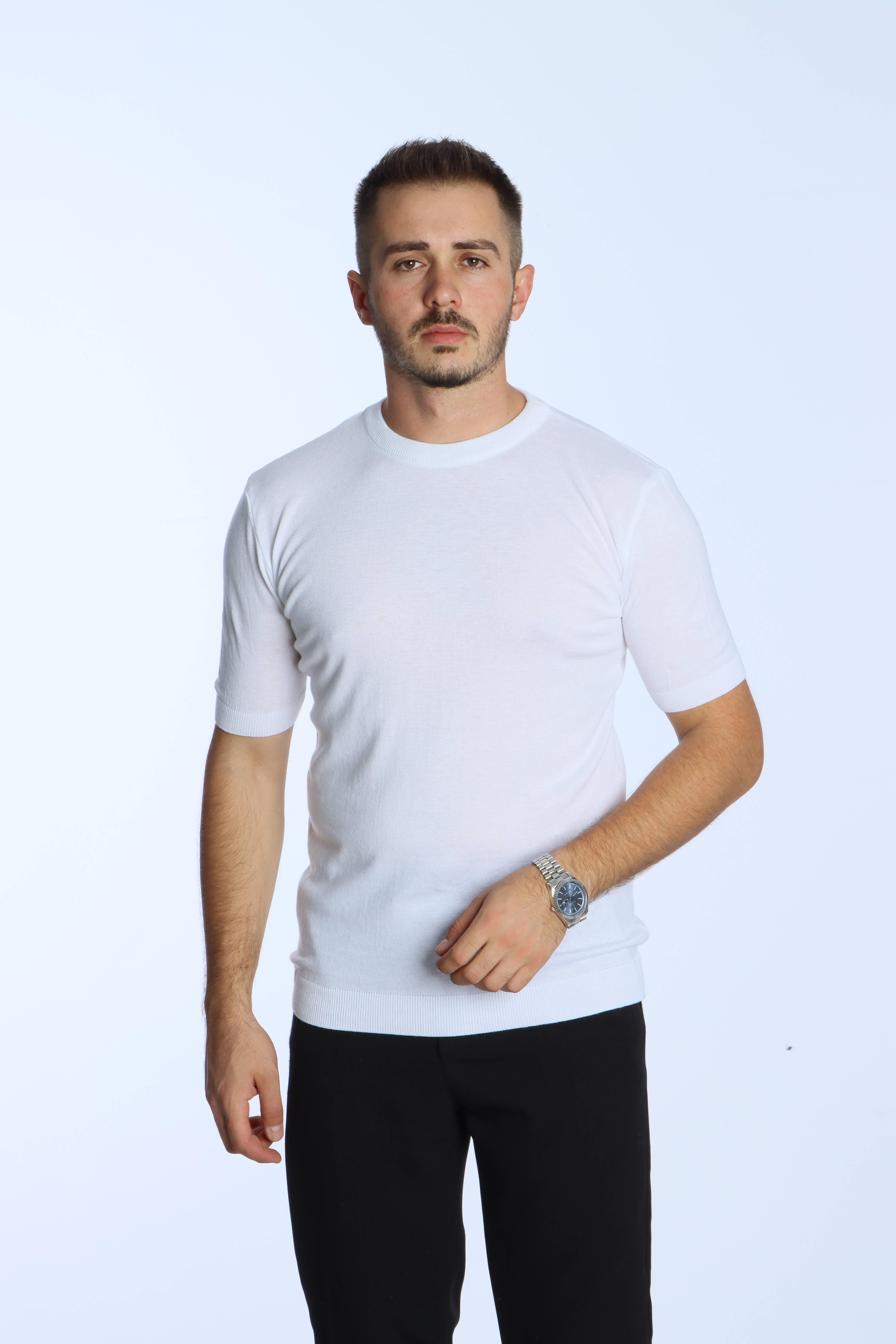 Marco Bisiklet Yaka Triko Tshirt Beyaz