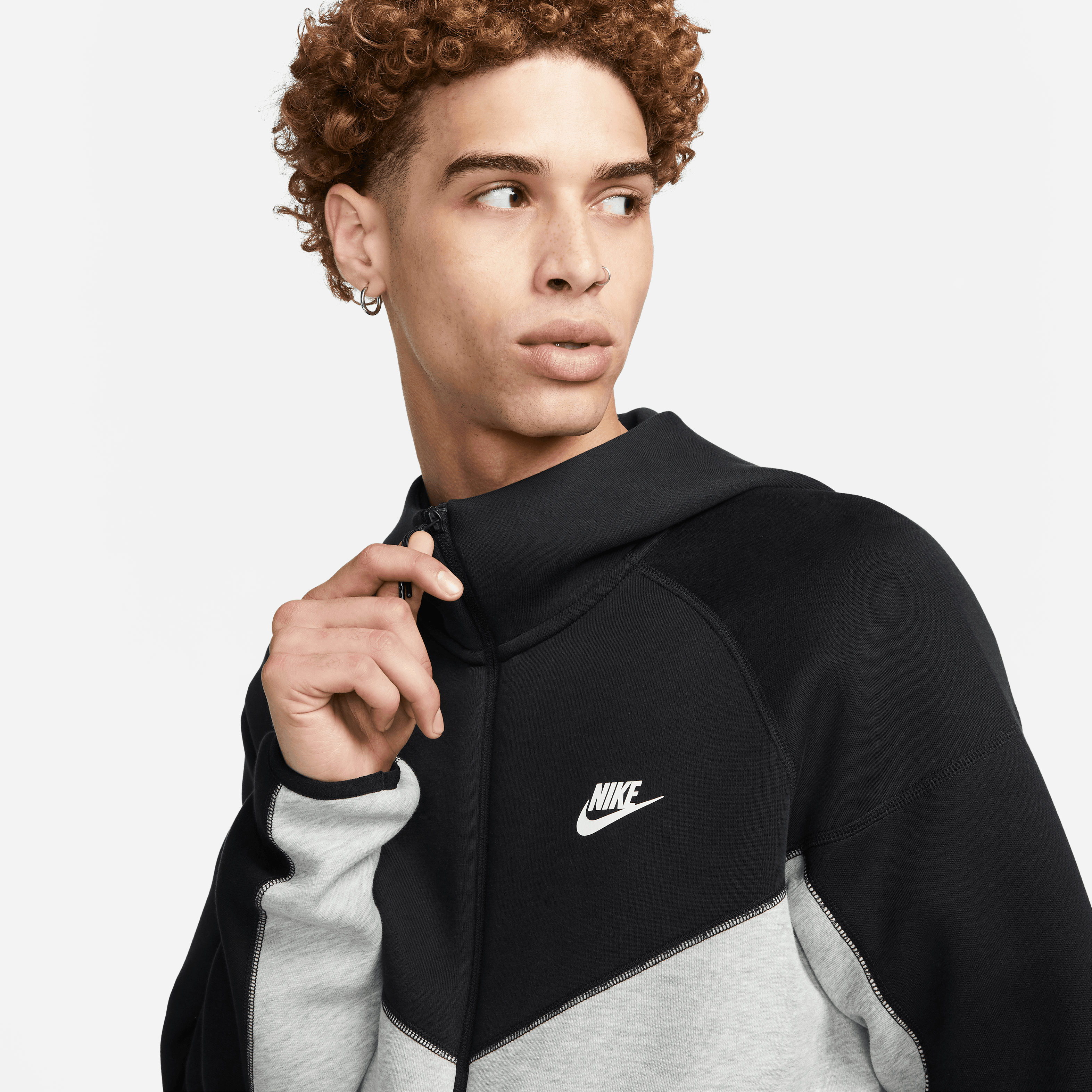 Nike Tech Fleece Tam Boy Fermuarlı Windrunner Erkek Kapüşonlu Üstü