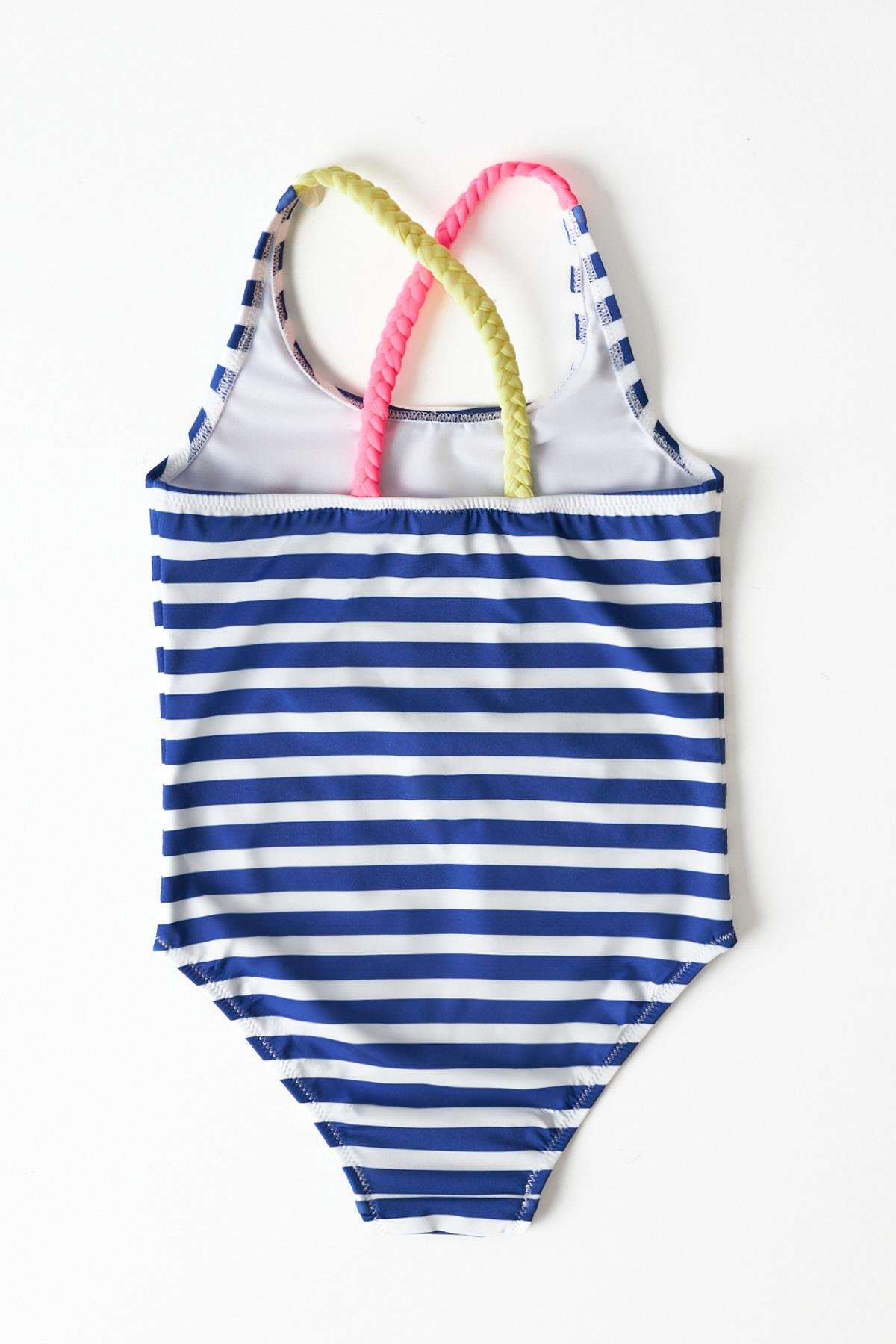 Kız Çocuk Çizgili Yengeç Baskılı Mayo