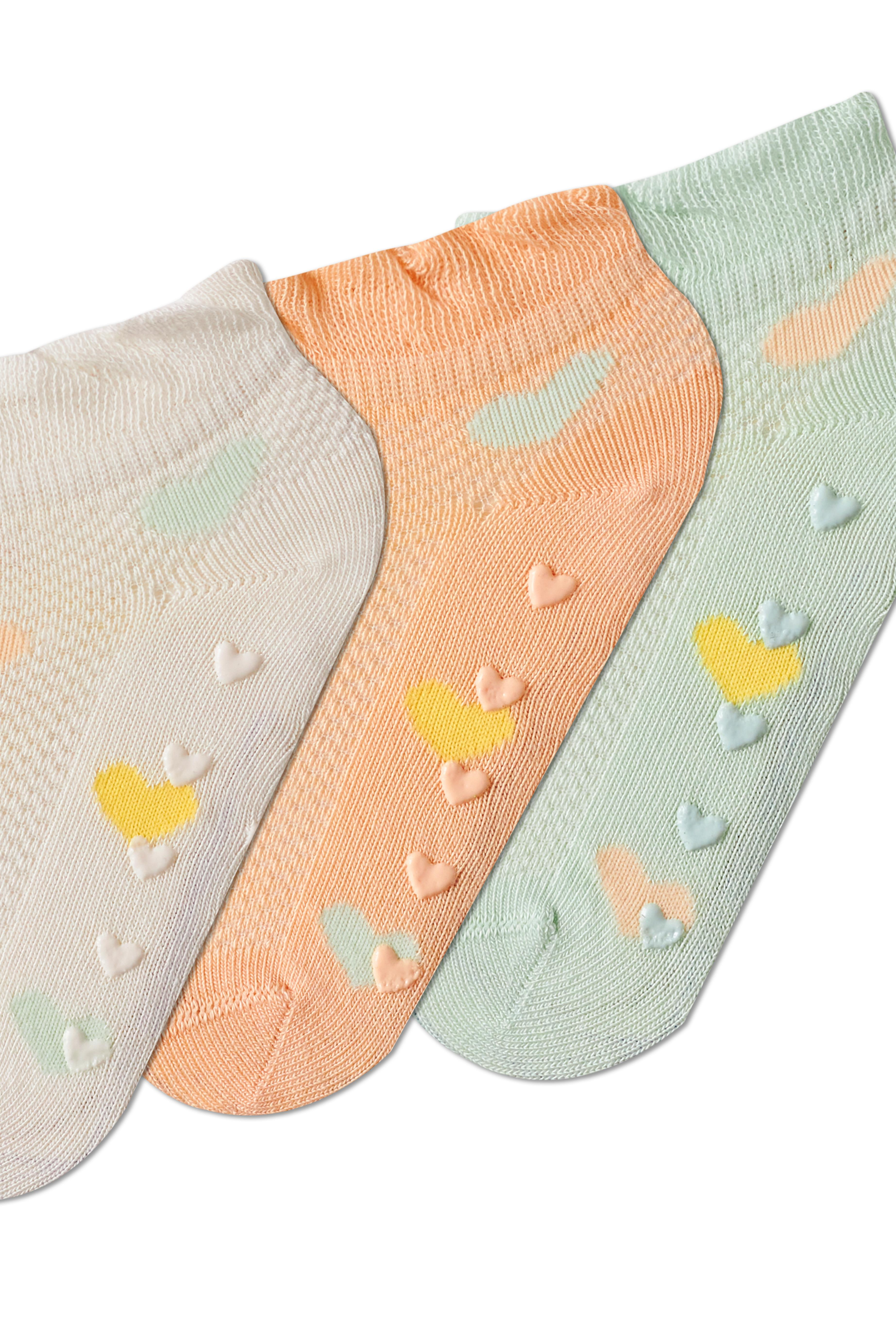Girls Heart Patterned Breathable 3-Pack Socks