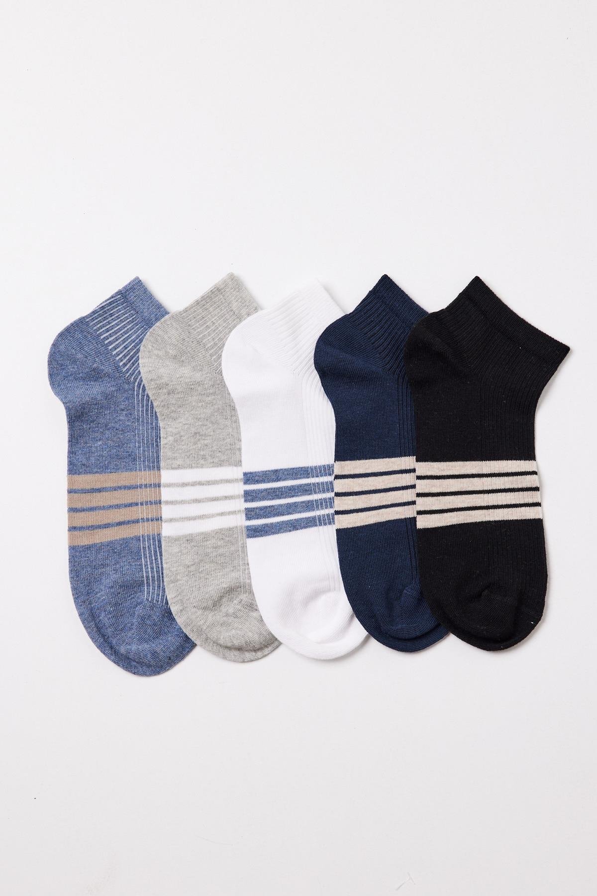 Mens Mid-Length Socks with Stripe Detail (5-Pack)