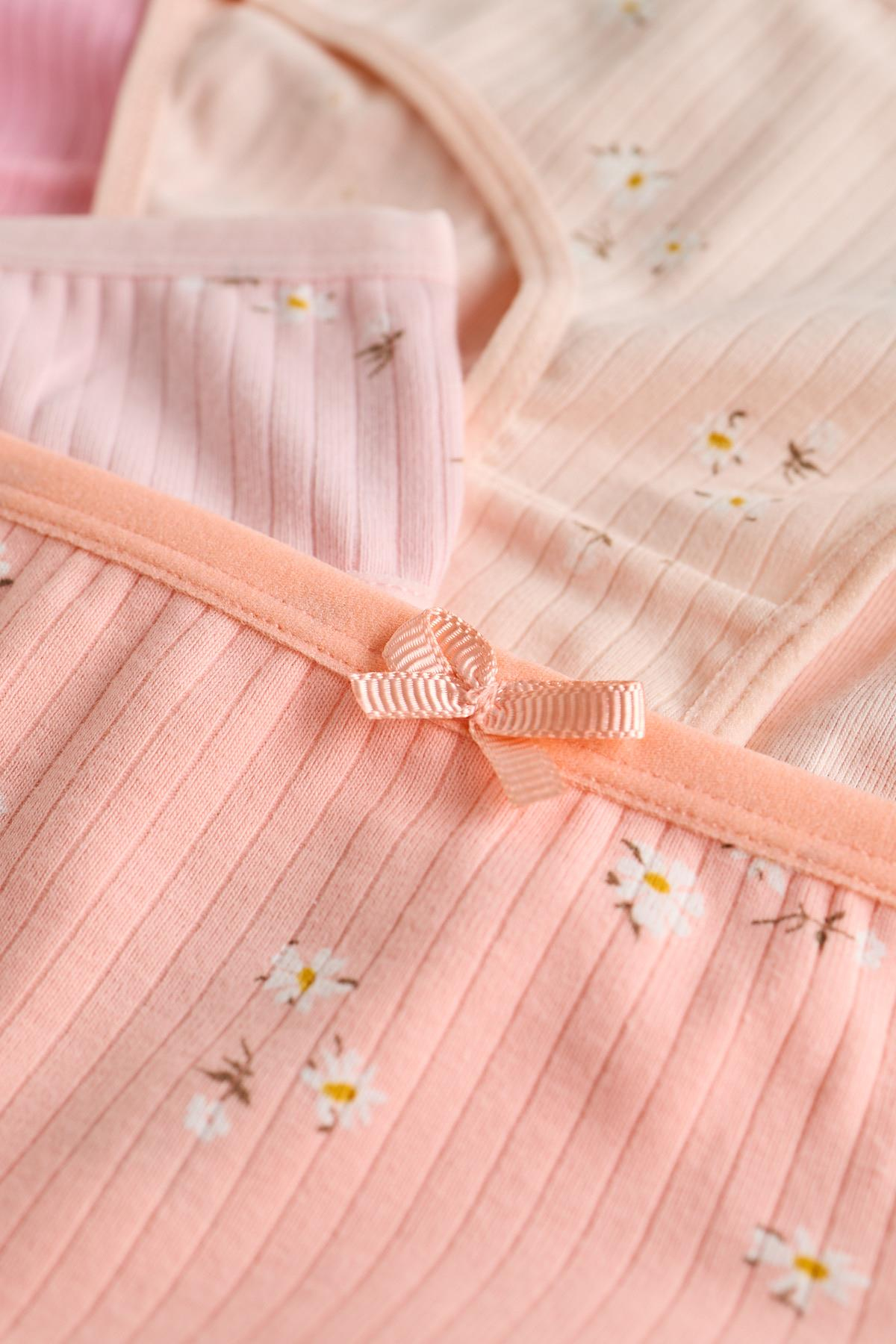 5li Paket Çiçek Desenli Ribanalı Kız Çocuk Külot