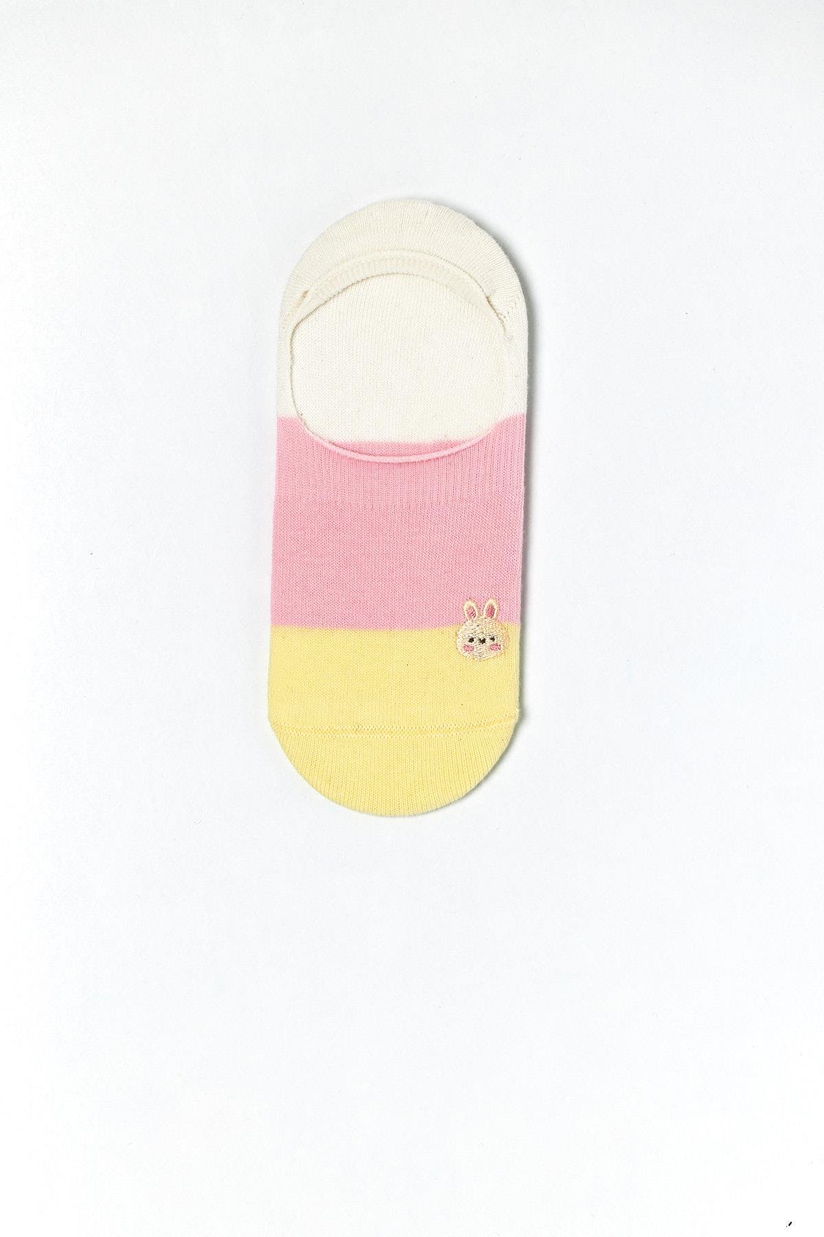 Kadın Tavşan Baskılı 3lü Görünmez Babet Çorap Çok Renkli 