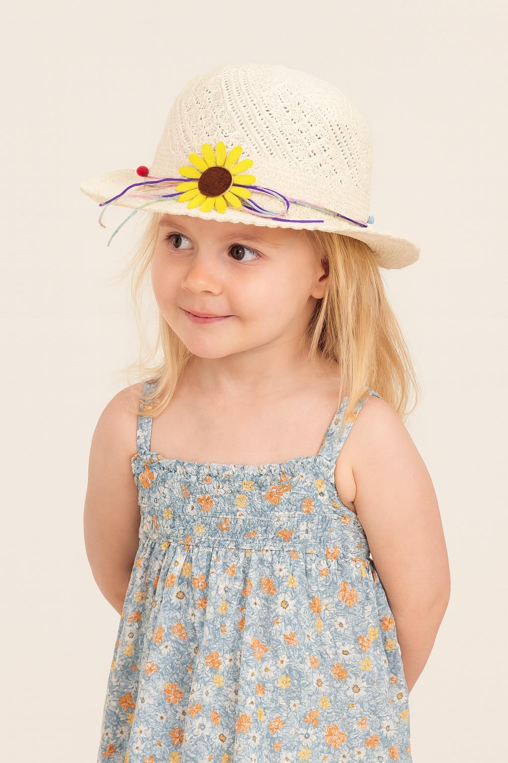 12505K5004 ÇİÇEK AKSESUARLI ÇOCUK MERSERIZE ŞAPKA Beyaz