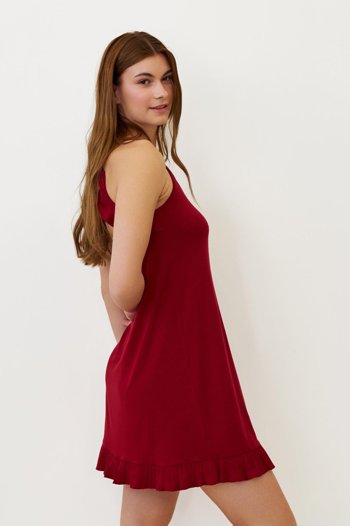 Kadın Luxury Sırt Dekolteli Gecelik Bordo