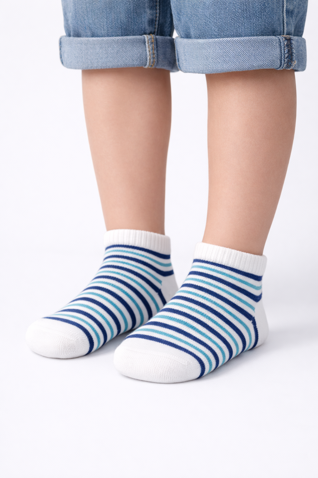 12601G2029 ÇİZGİLİ ÇOCUK STEP ÇORAP EKRU