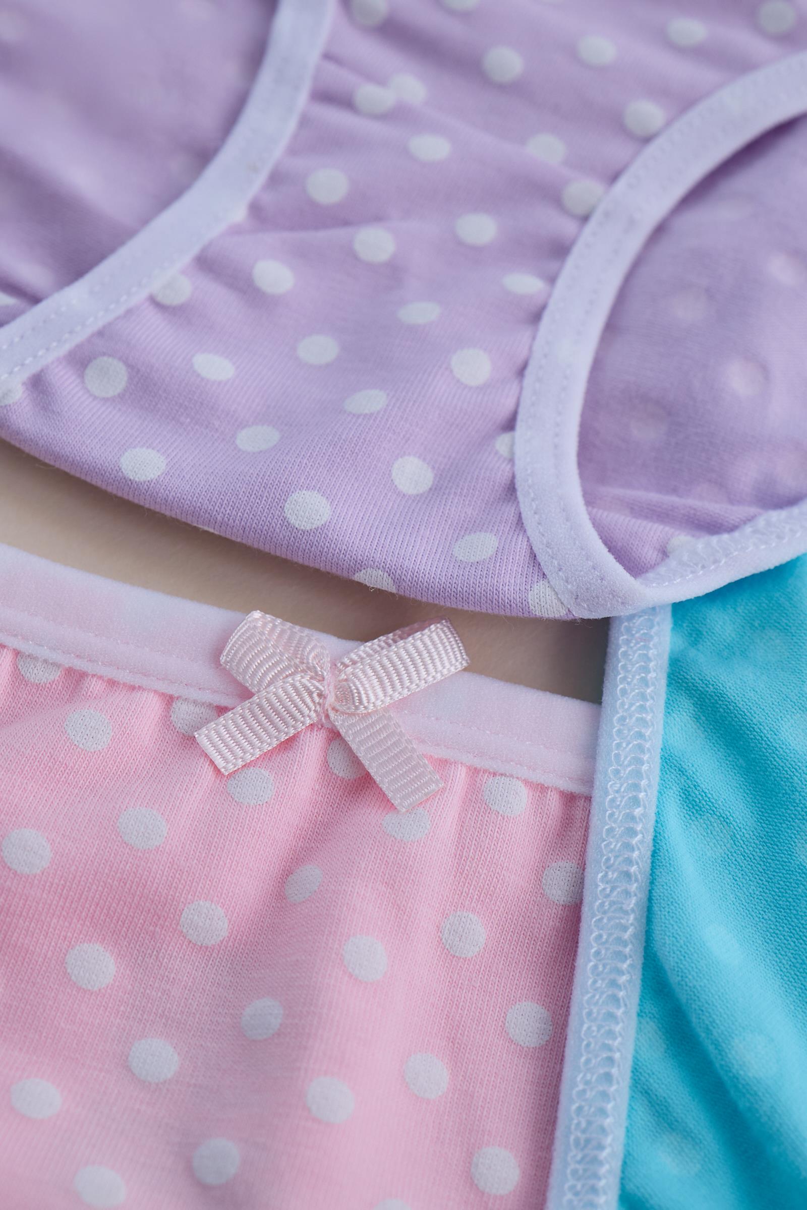 Kız Çocuk 5 li Paket Puantiye Detaylı Slip Çok Renkli