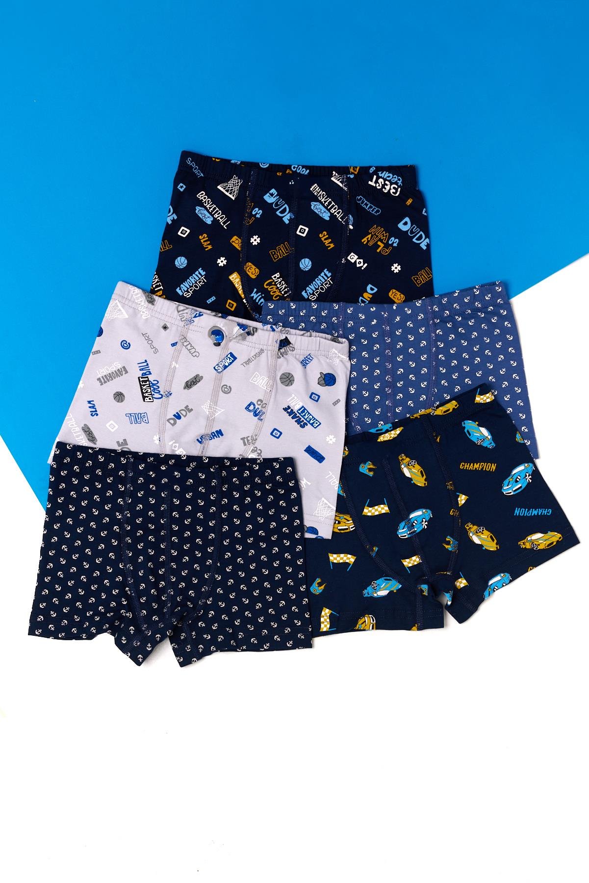 22403G4020 5PCK BASKETBOL BASKILI ÇOCUK BOXER ÇOK RENKLİ