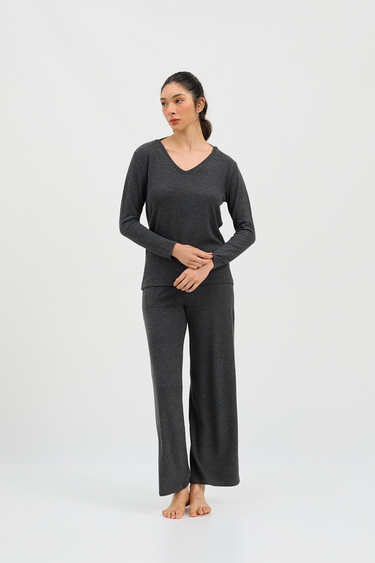 Kadın Infinity Dots Uzun Kollu Üst Antrasit