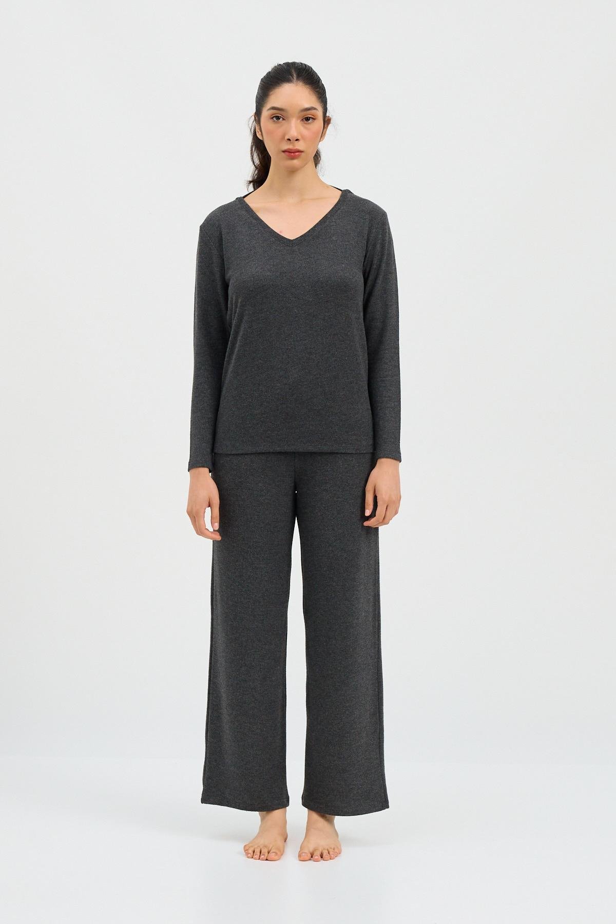 Kadın Infinity Dots Uzun Kollu Üst Antrasit