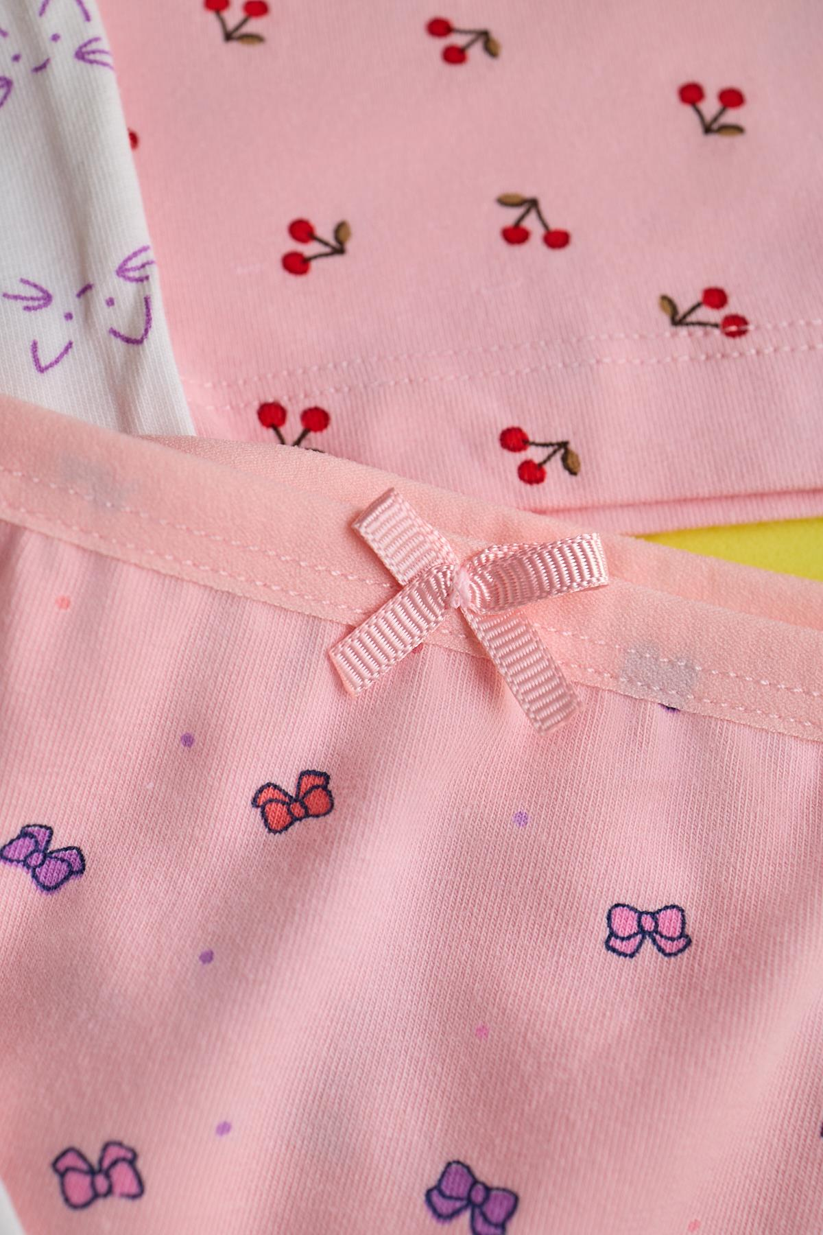 Kız Çocuk 5 li Paket Kelebek Desenli Boxer Çok Renkli