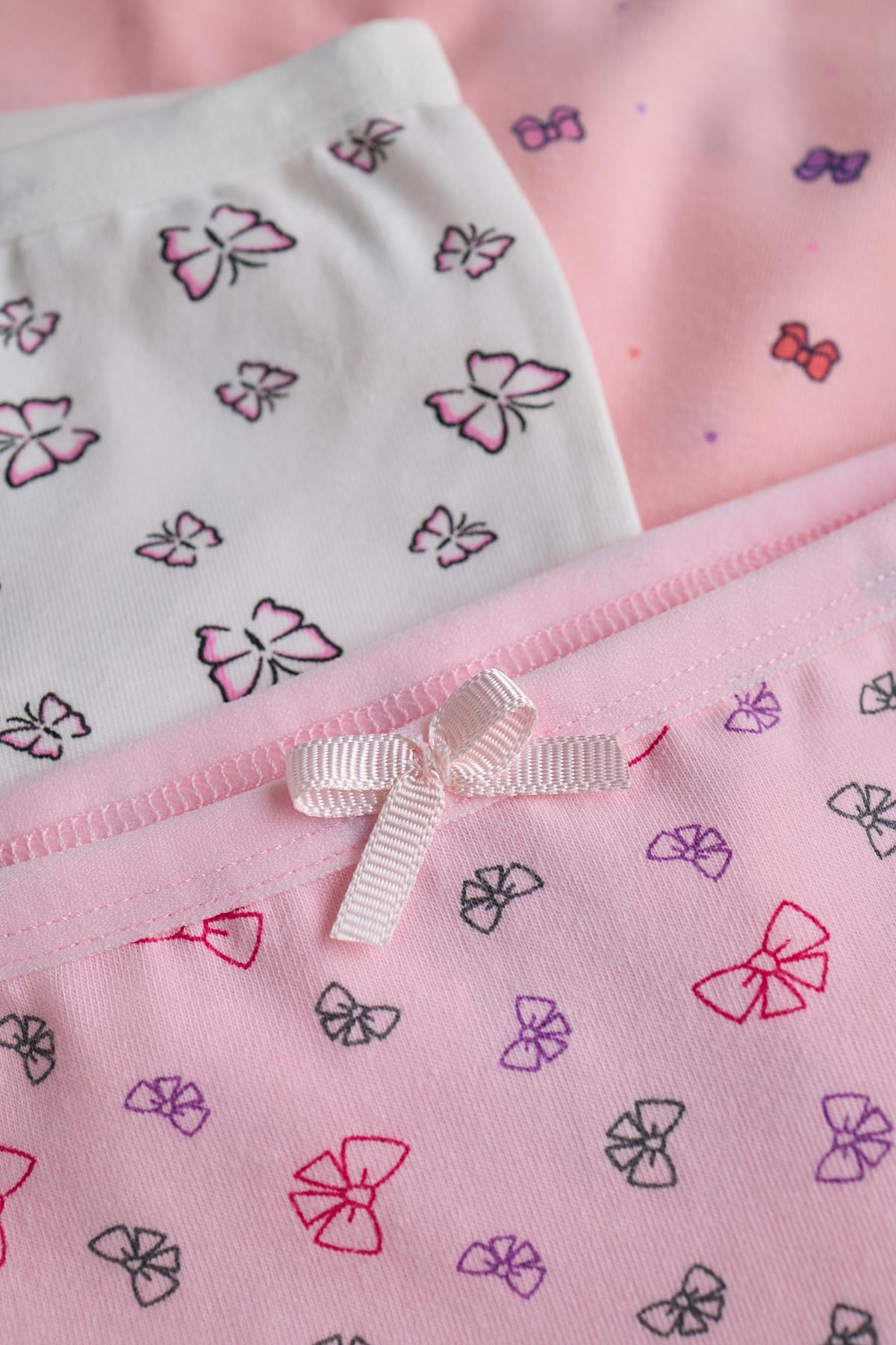 Kız Çocuk 5 li Paket Kelebek Desenli Boxer Çok Renkli