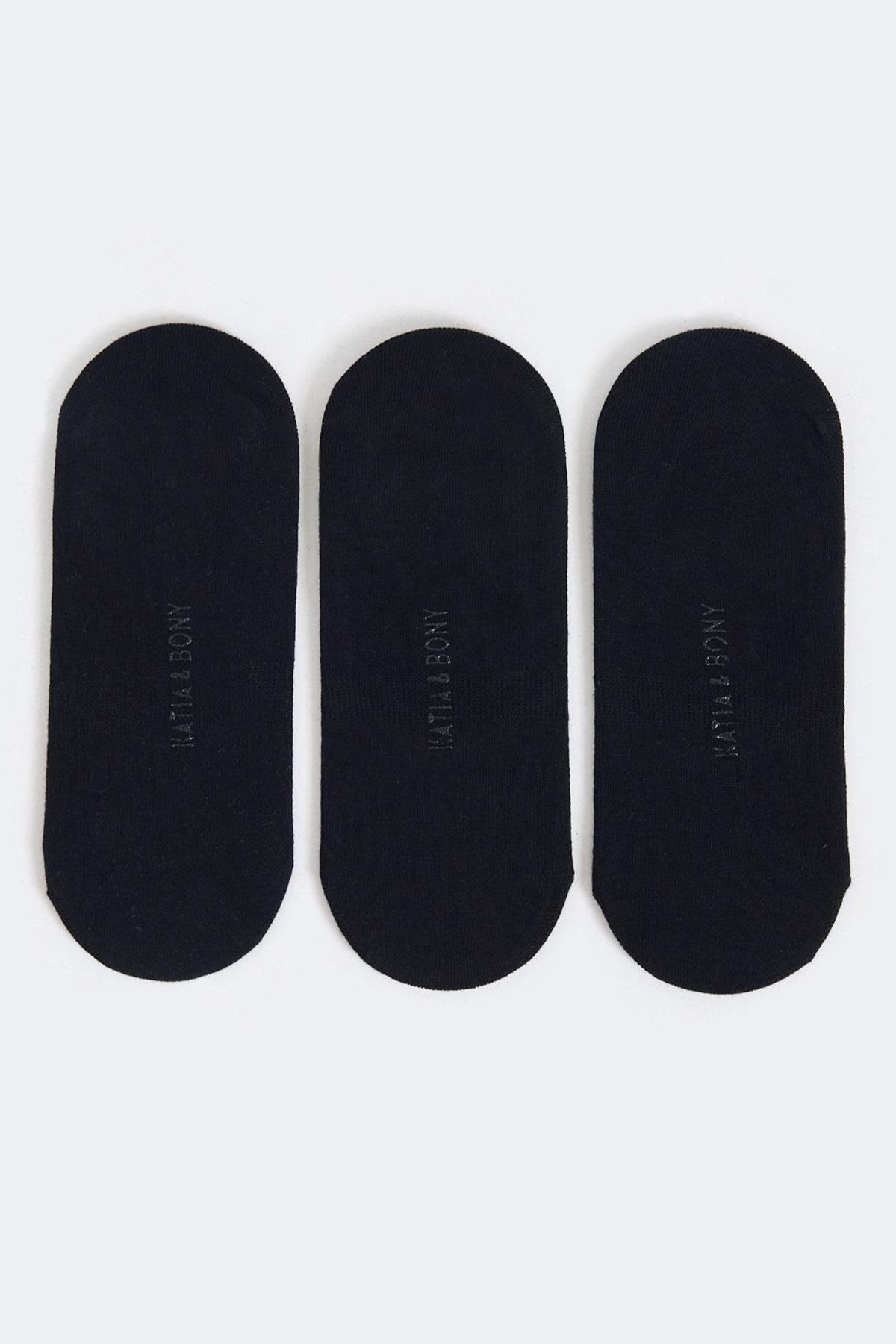 3lü Paket Basic Erkek Görünmez Çorap Siyah/Siyah/Siyah