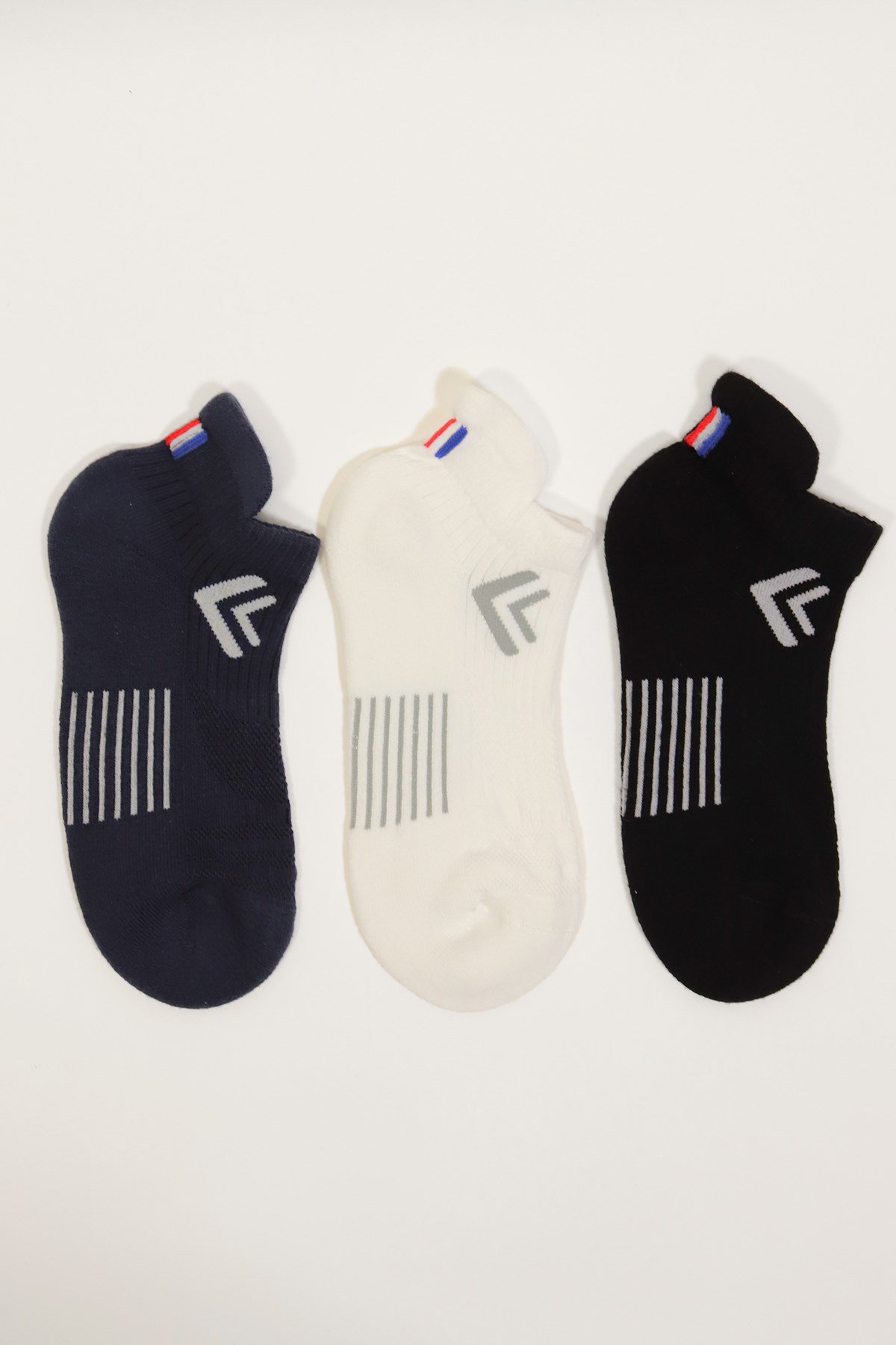 3lü Paket Golf Unisex Step Çorap Siyah/Beyaz/Lacivert