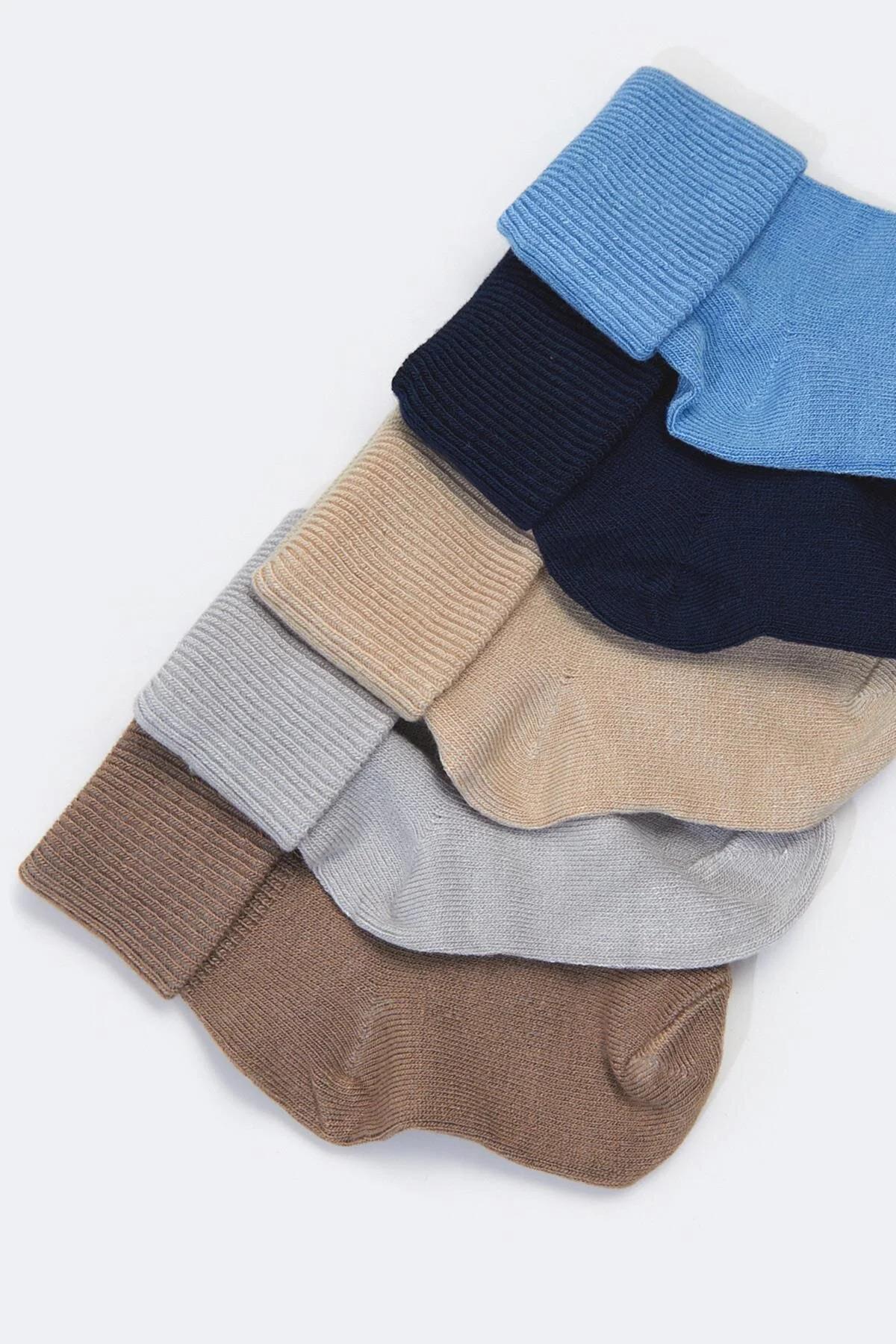 5li Paket Yenidoğan Bambu Bebek Çorap Renkli
