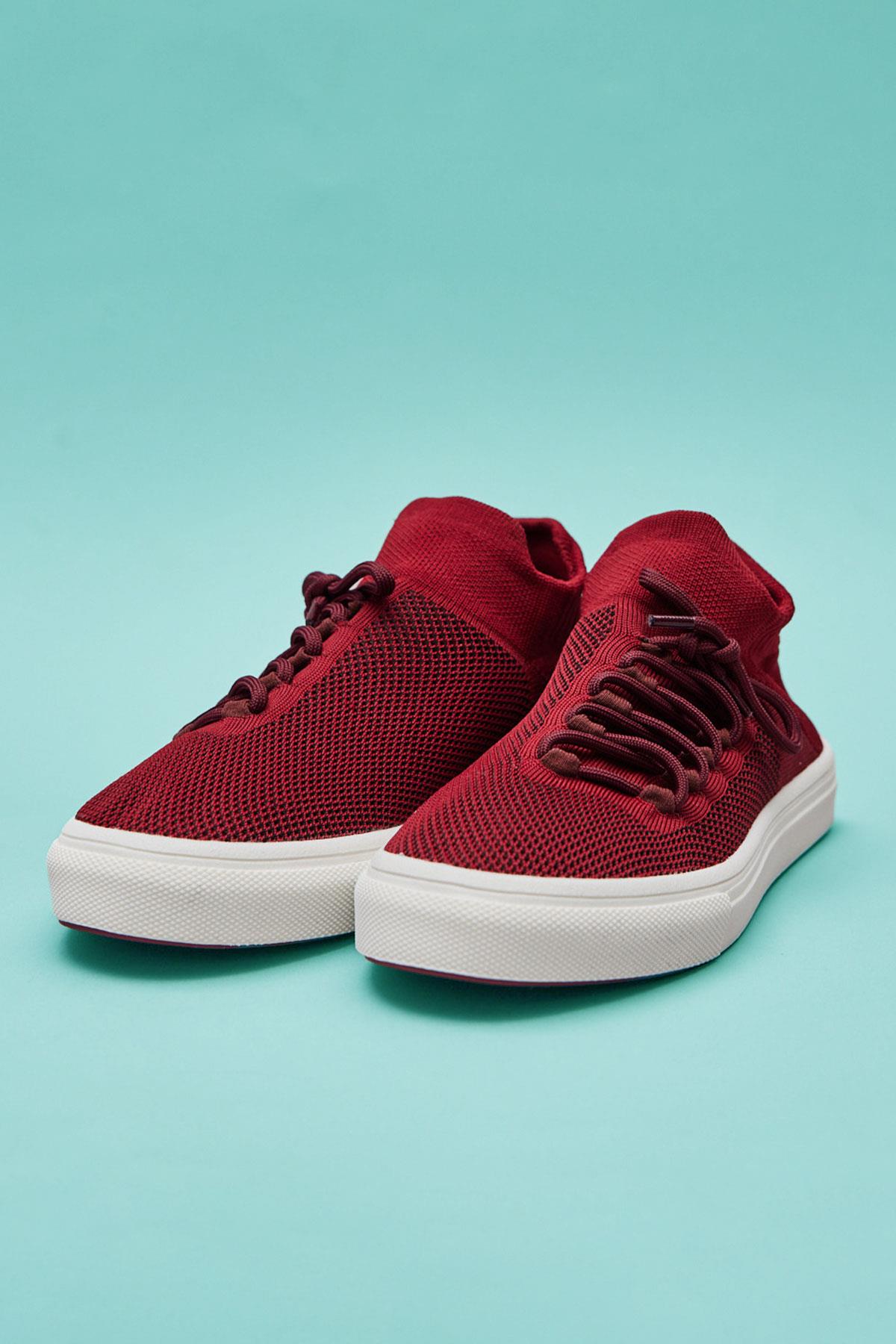 Kadın Bağcıklı Çorap Ayakkabı Bordo