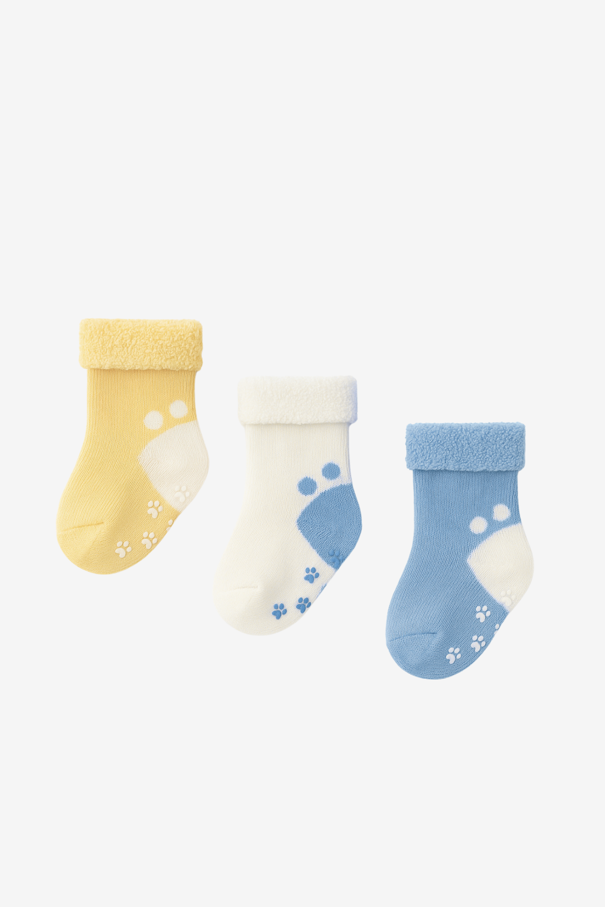 Baby 3-Piece Towel Sock Set Blue-White-Yellow