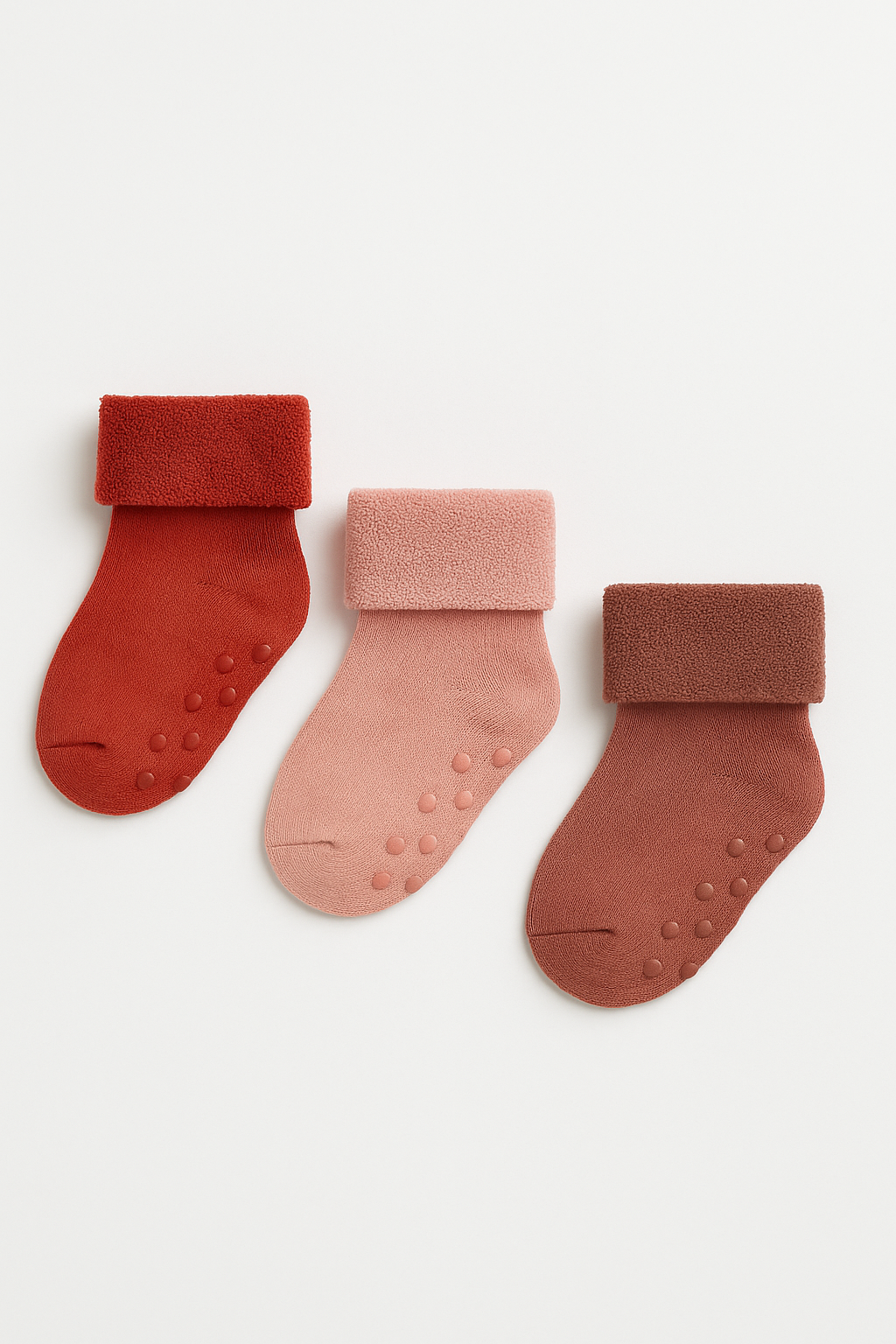 Bebek 3'lü Havlu Soket Çorap Pembe-Kırmızı-Bordo