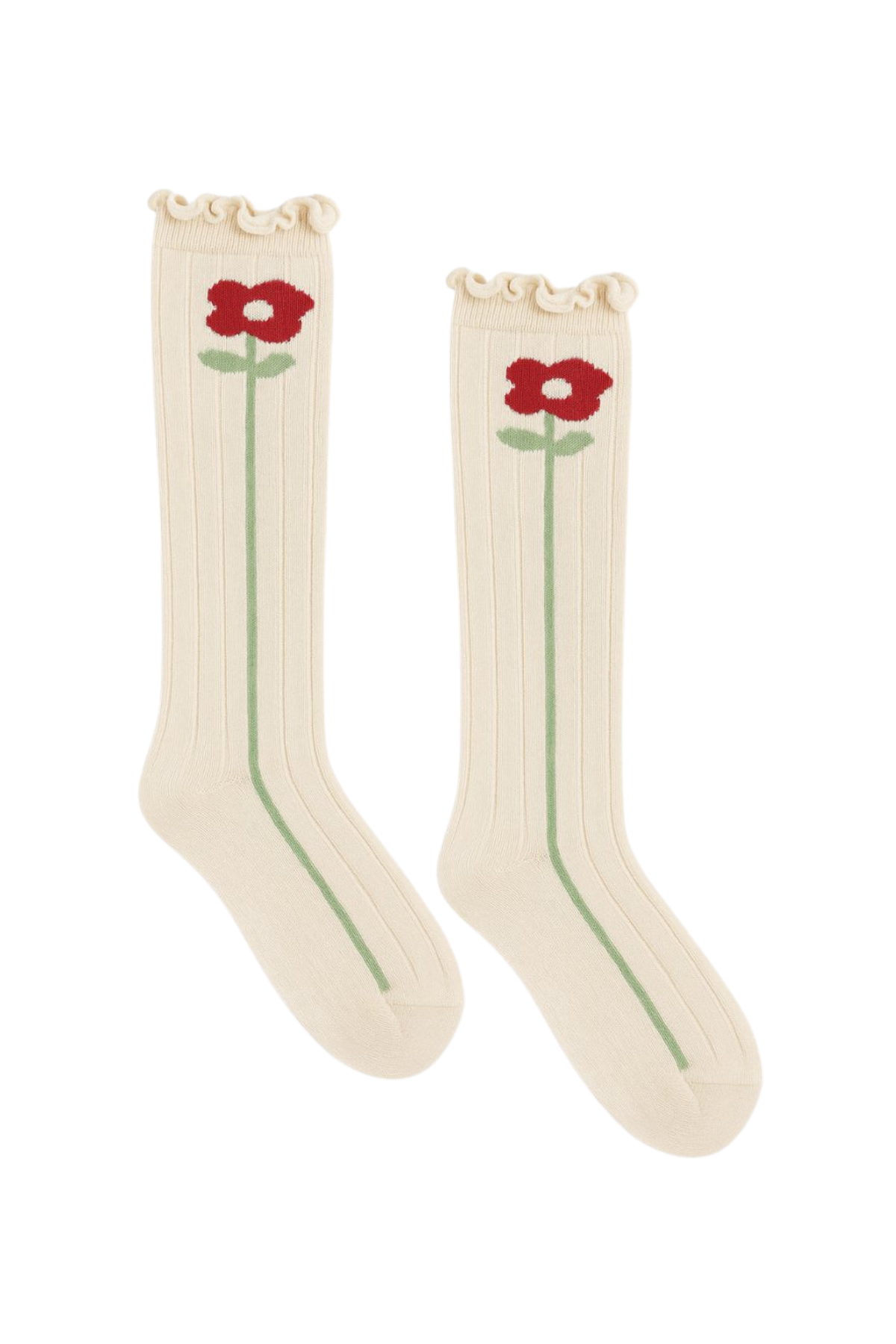 Baby Floral Patterned Ankle Socks Beige