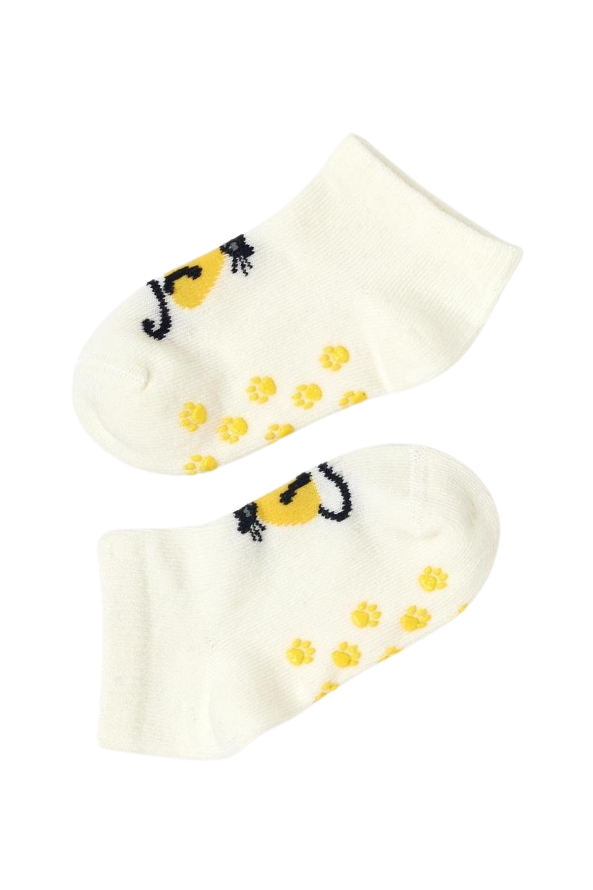 Bebek Kedi Desenli 2li Step Çorap Ekru-Mavi