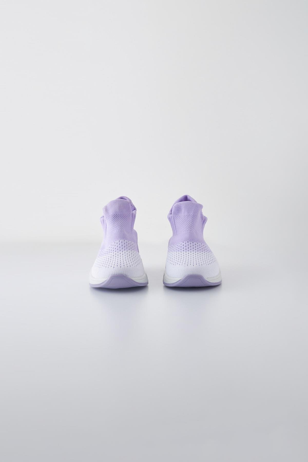Çocuk Lila Beyaz Renk Geçişli Çorap Ayakkabı