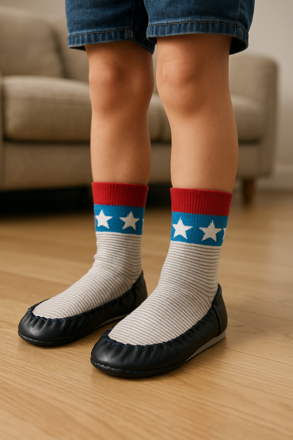 Çocuk Makosen Soket Çorap Patik Panduf – Kaydırmaz Ev & Anaokulu Ayakkabısı Gri