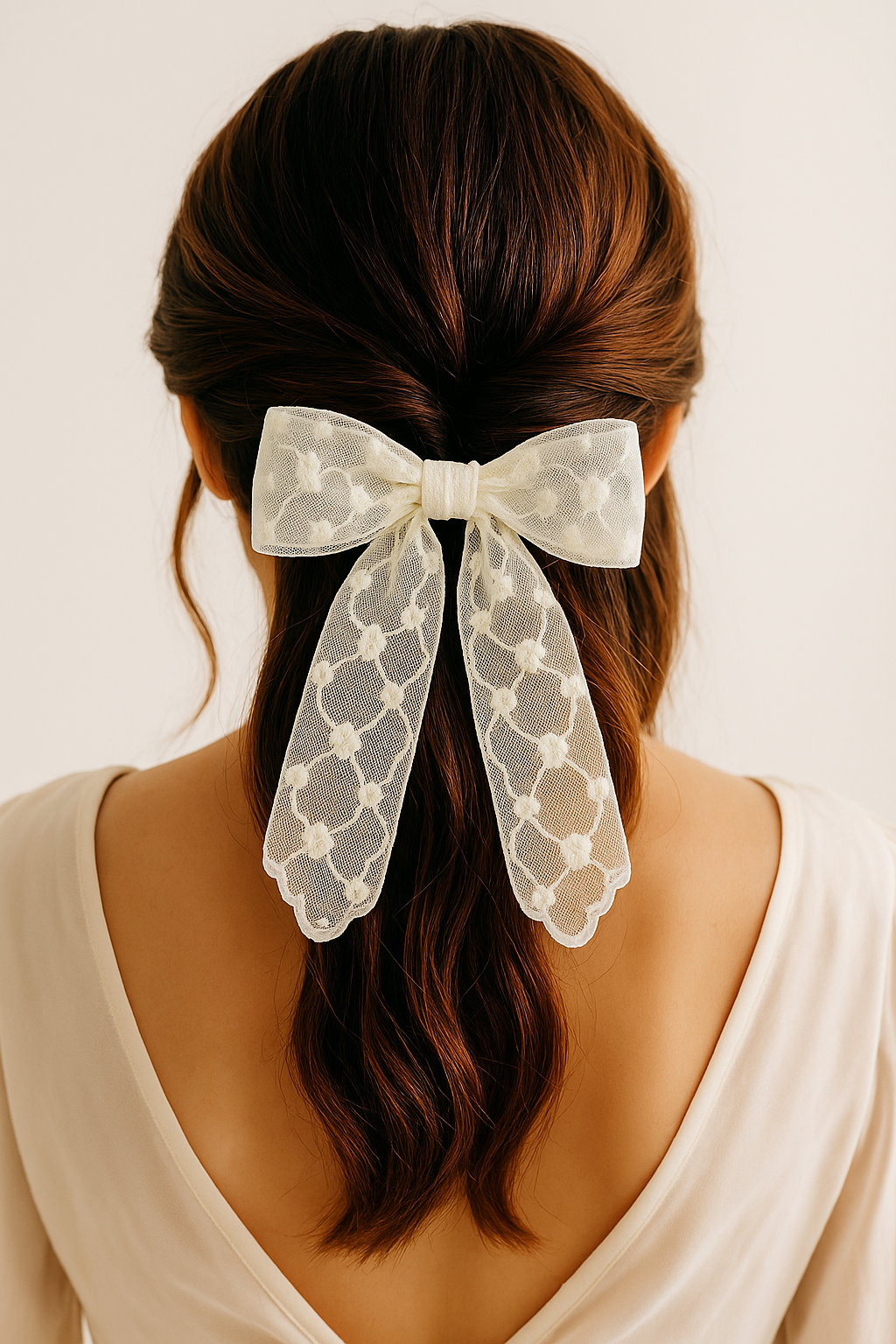 Dantelli Fiyonk Otomat Toka Beyaz