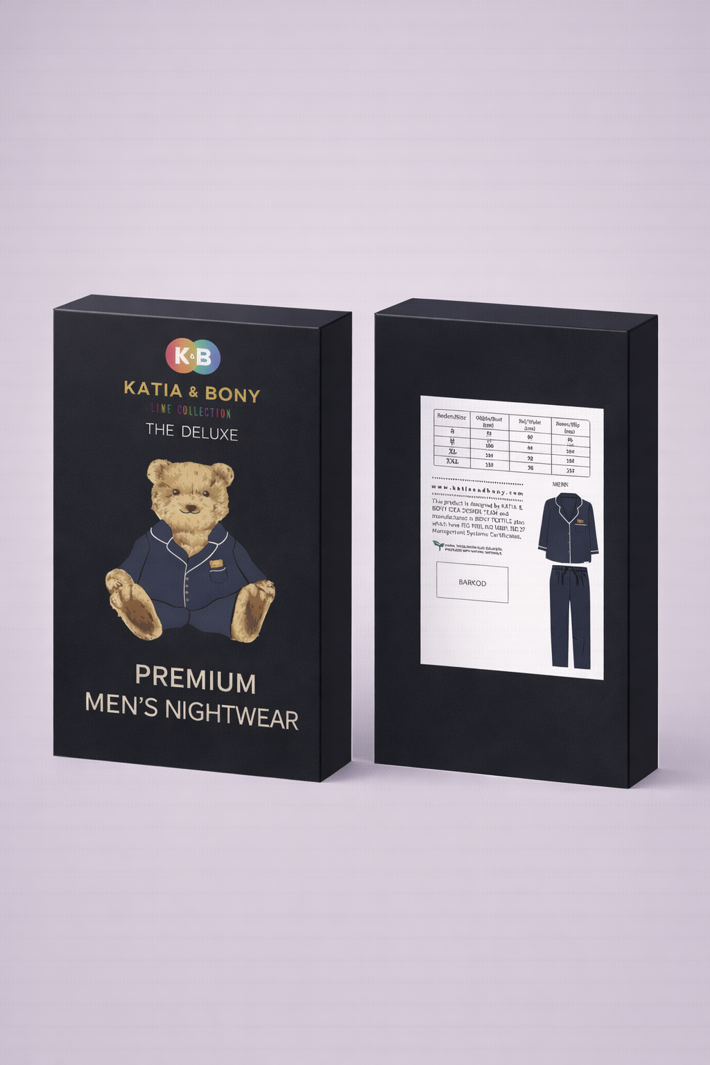 Erkek Teddy Desenli Kutulu Pijama Takımı Lacivert