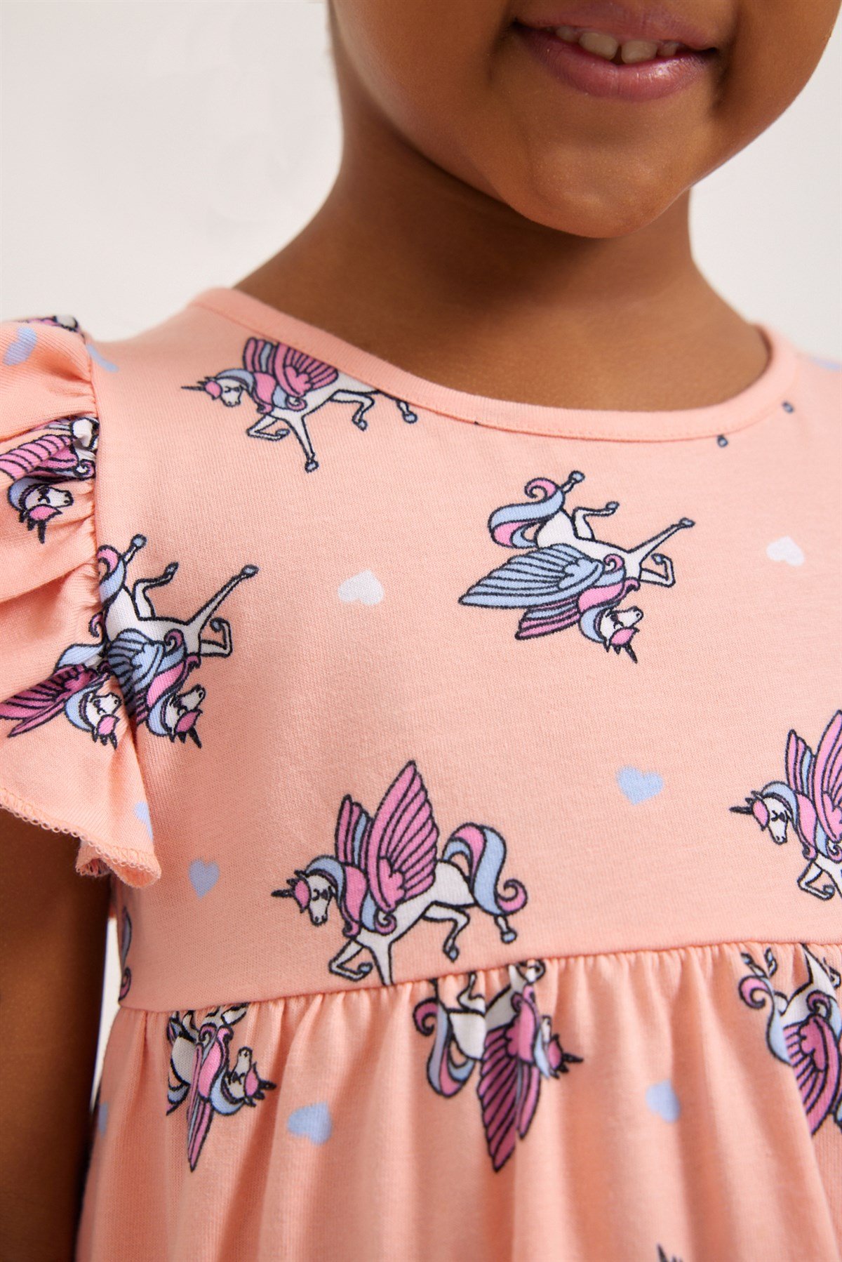 Fairytale Ruffled Girls Pajama Top Pink