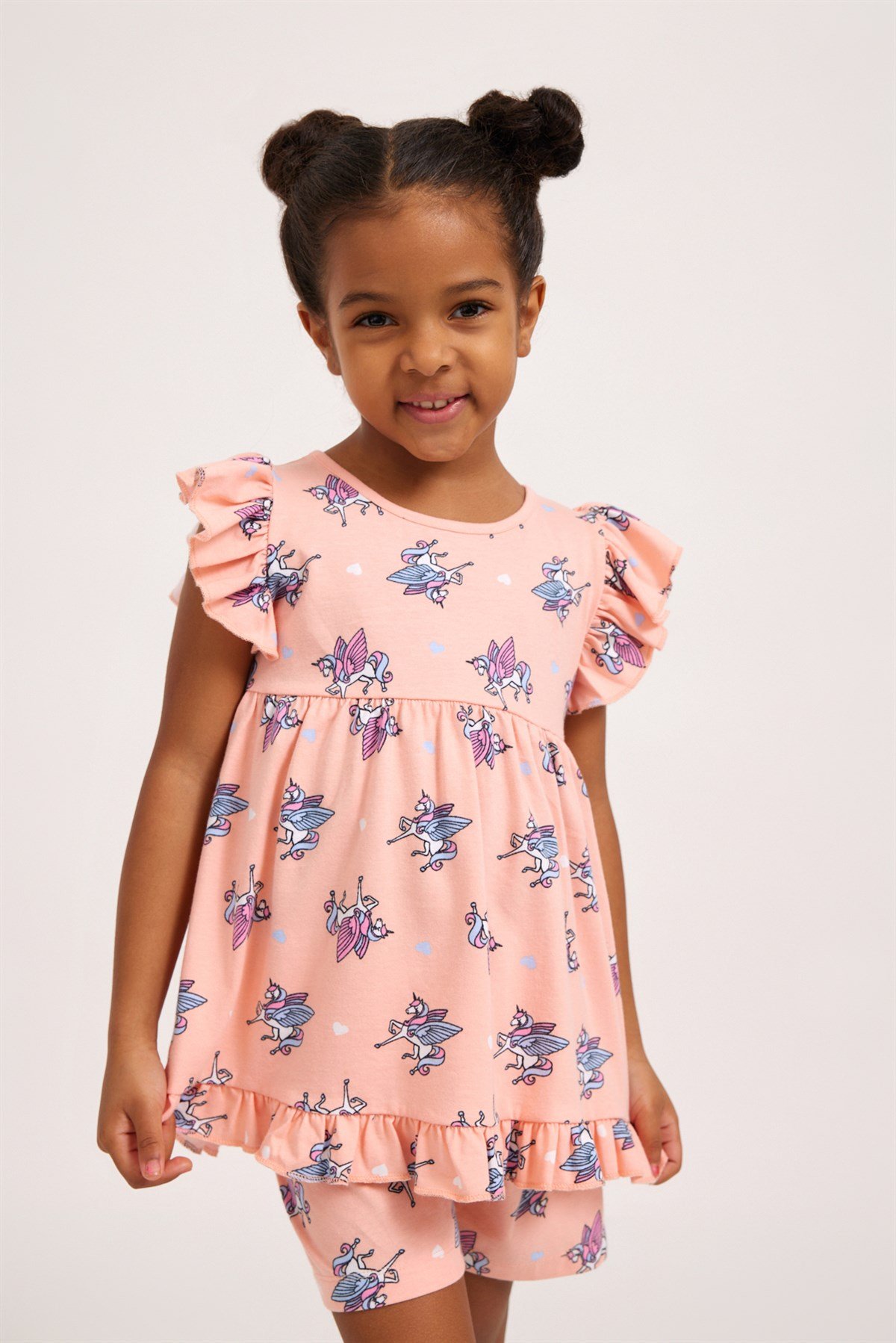 Fairytale Ruffled Girls Pajama Top Pink