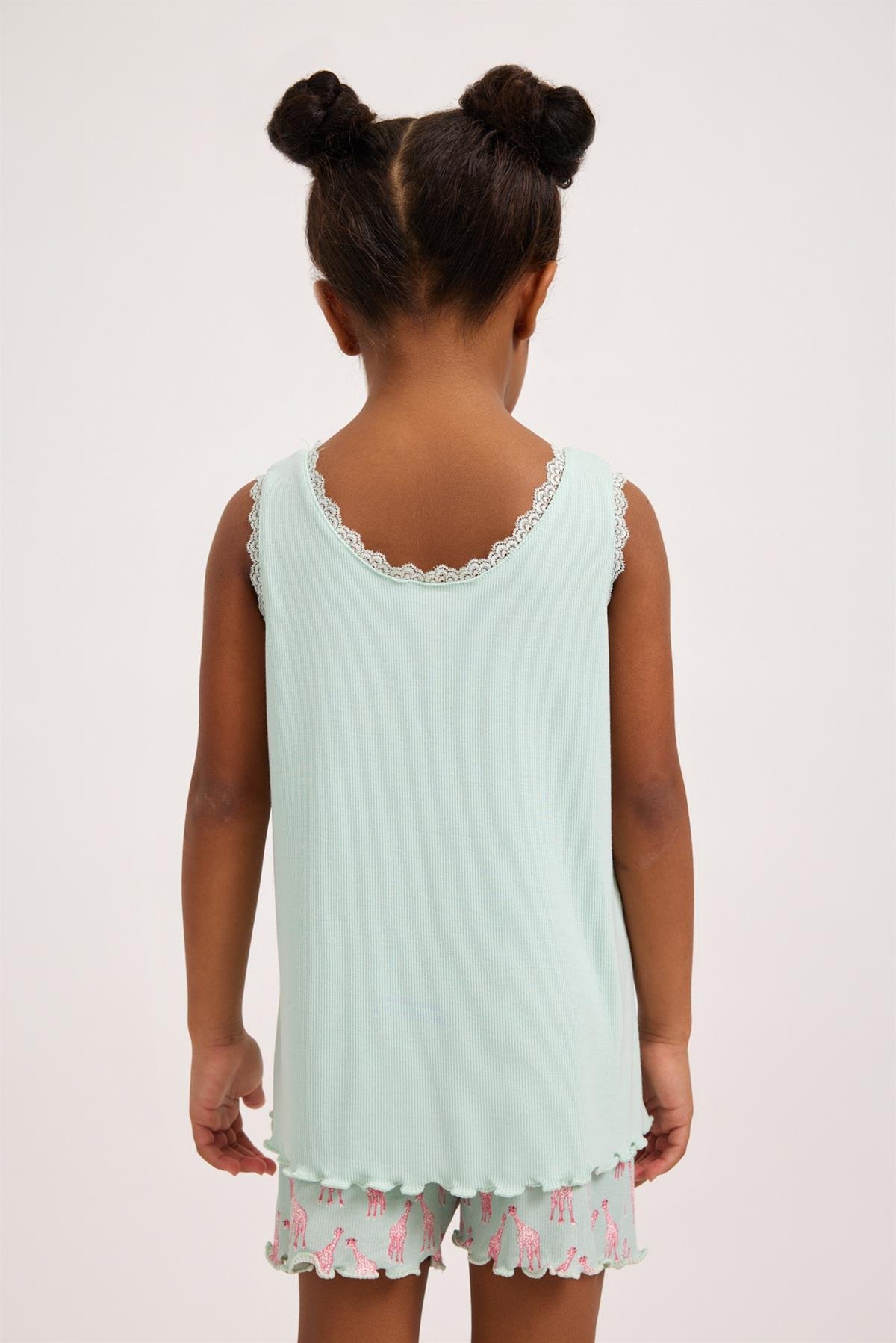 Fun Giraffe Kız Çocuk Dantelli Üst Yeşil