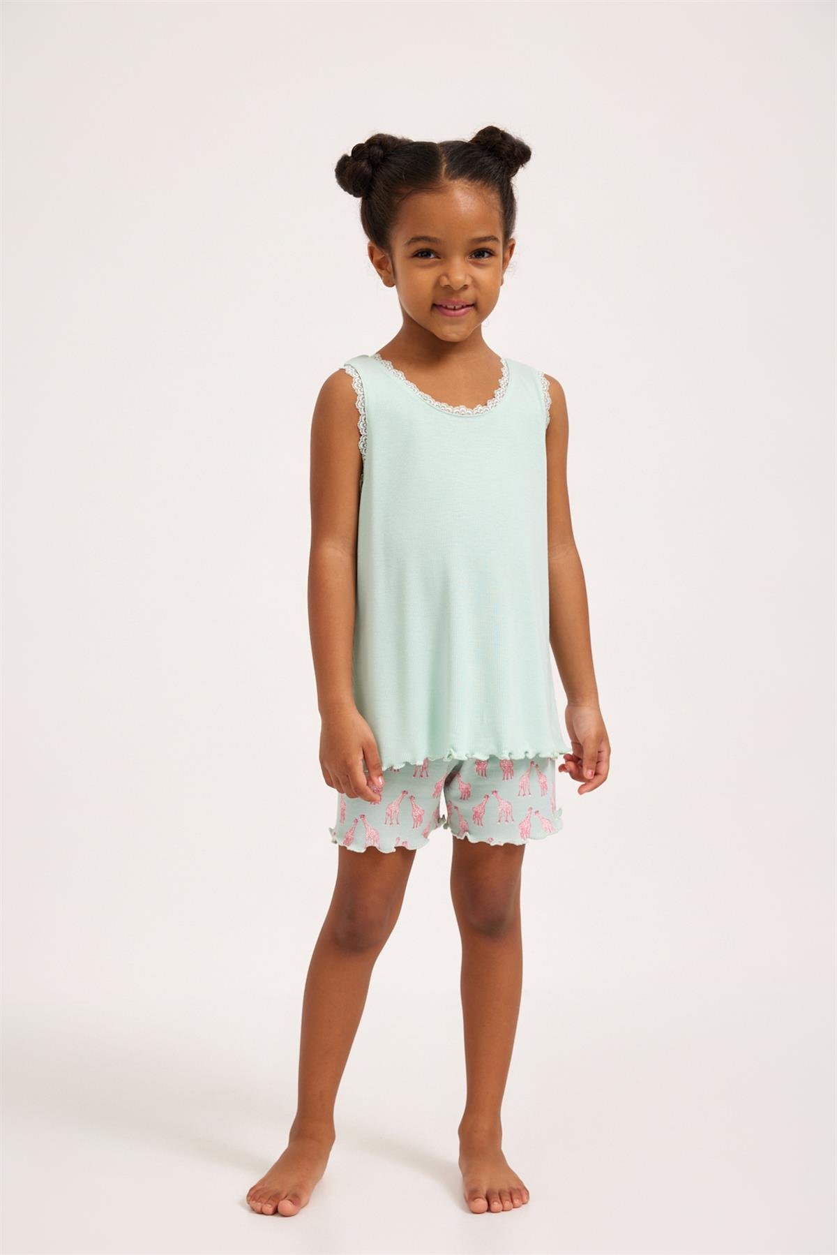 Fun Giraffe Kız Çocuk Dantelli Üst Yeşil